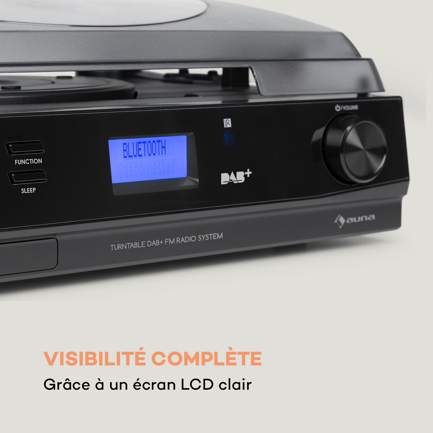 TT-186 Platine vinyle DAB DAB+ radio FM Bluetooth RDS 33T & 45T/min noir 