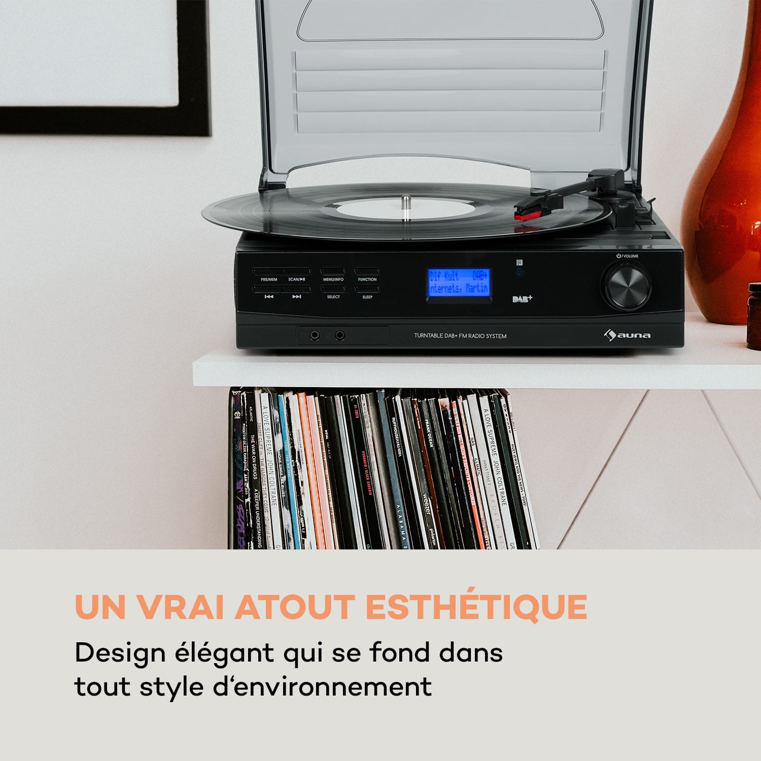 TT-186 Platine vinyle DAB DAB+ radio FM Bluetooth RDS 33T & 45T/min noir 