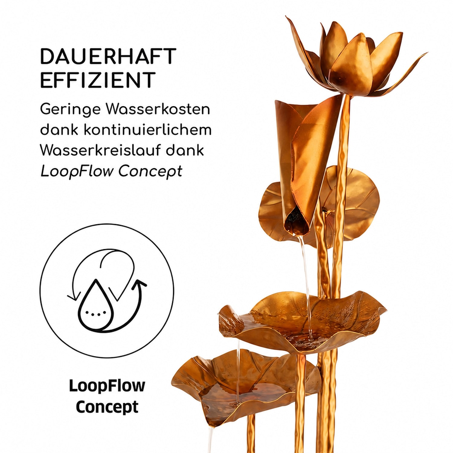 Golden Orchid Gartenbrunnen Pumpe 5W IPX8 In- & Outdoor Messing-Optik 