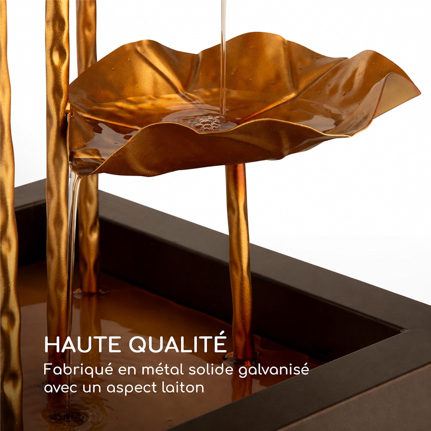 Fontaine de jardin Golden Orchid pompe 5W IPX8 intérieur et extérieur aspect laiton 