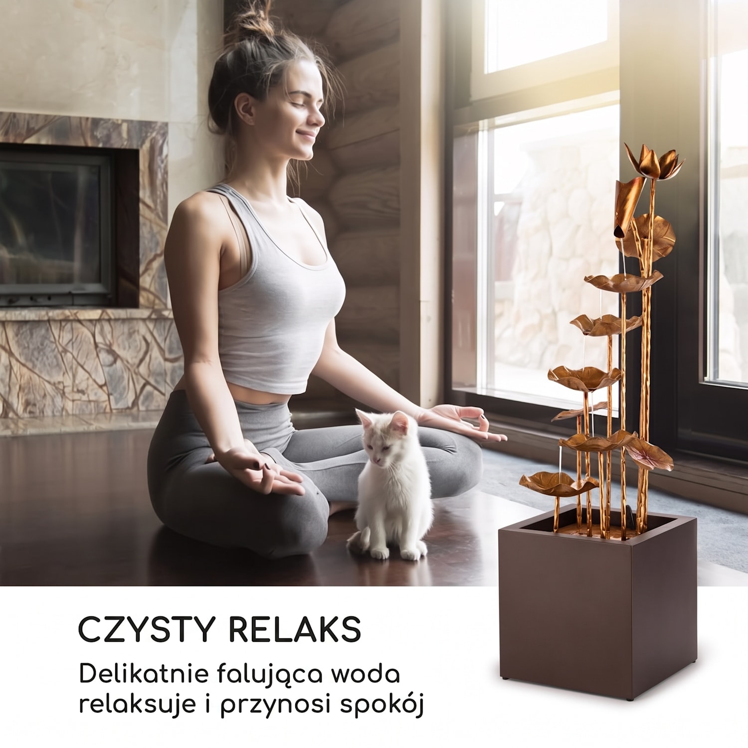 Golden Orchid fontanna ogrodowa pompa 5W IPX8 do wnętrz i na zewnątrz, wygląd mosiężny 