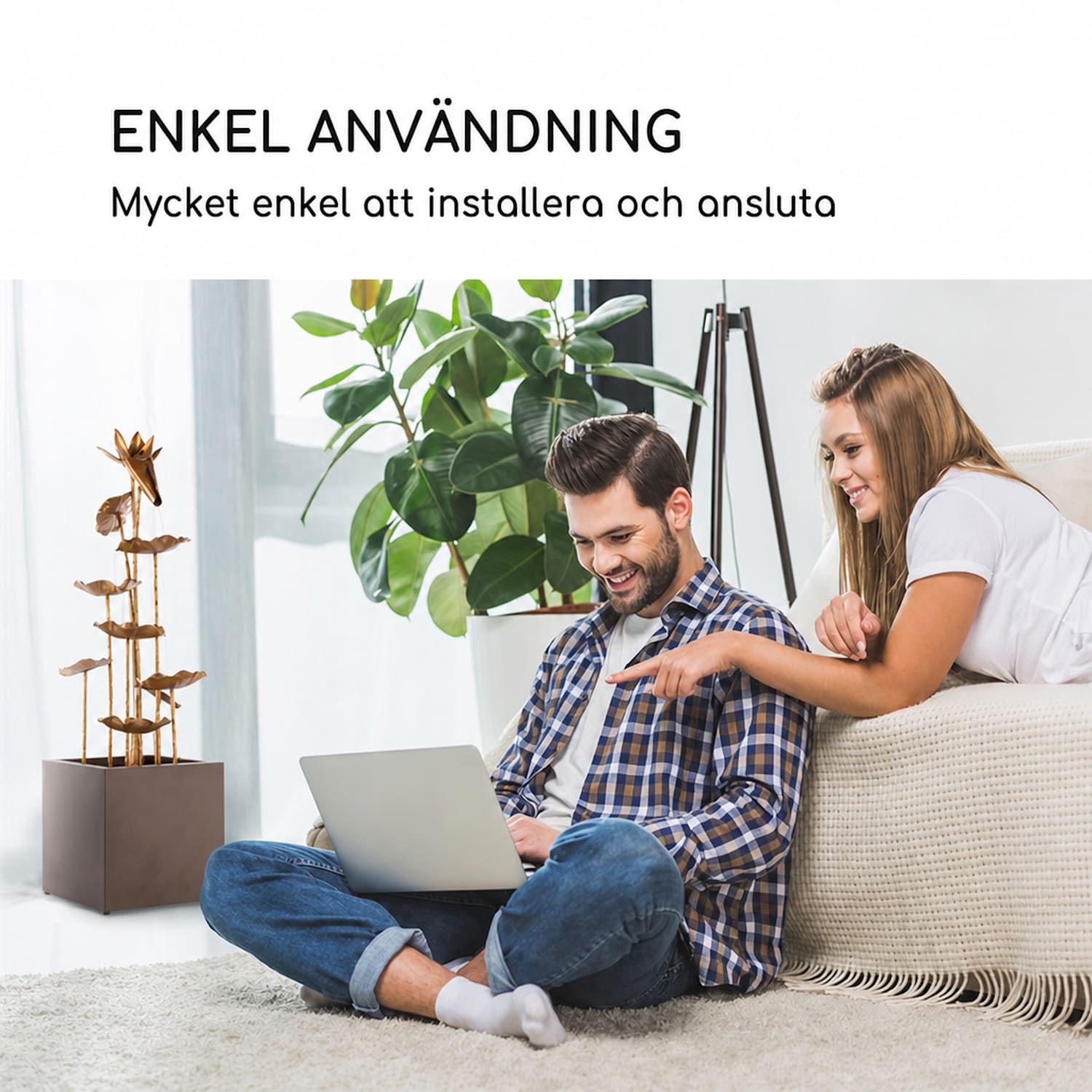 Golden Orchid trädgårdsfontän pump 5 W IPX8 för inomhus- och utomhusbruk mässingslook 