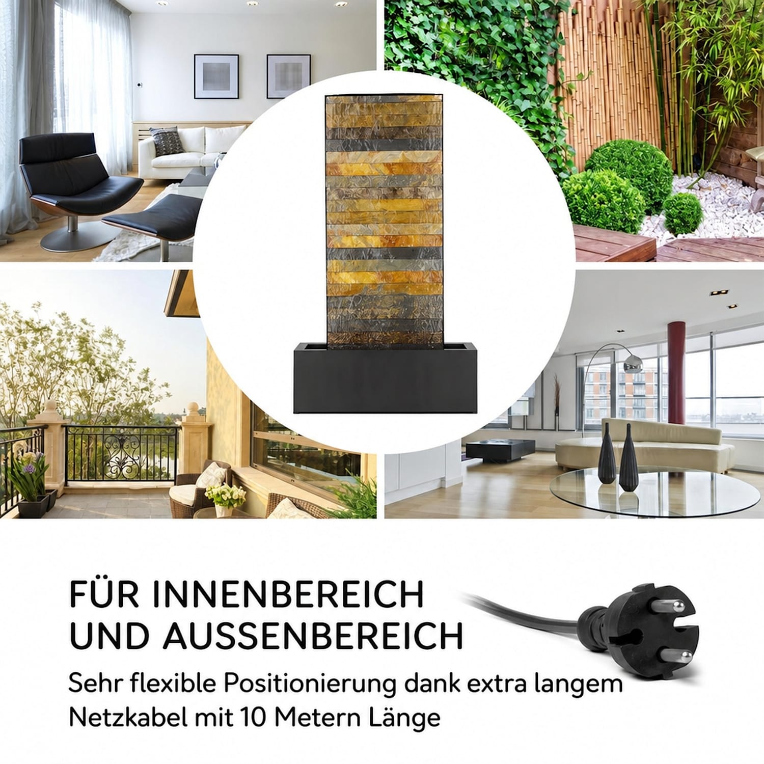 Raincastle Gartenbrunnen 12 LEDs 8W IPX8 Indoor & Outdoor 