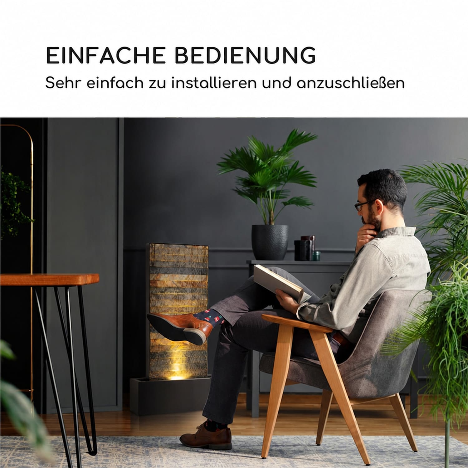 Raincastle Gartenbrunnen 12 LEDs 8W IPX8 Indoor & Outdoor 