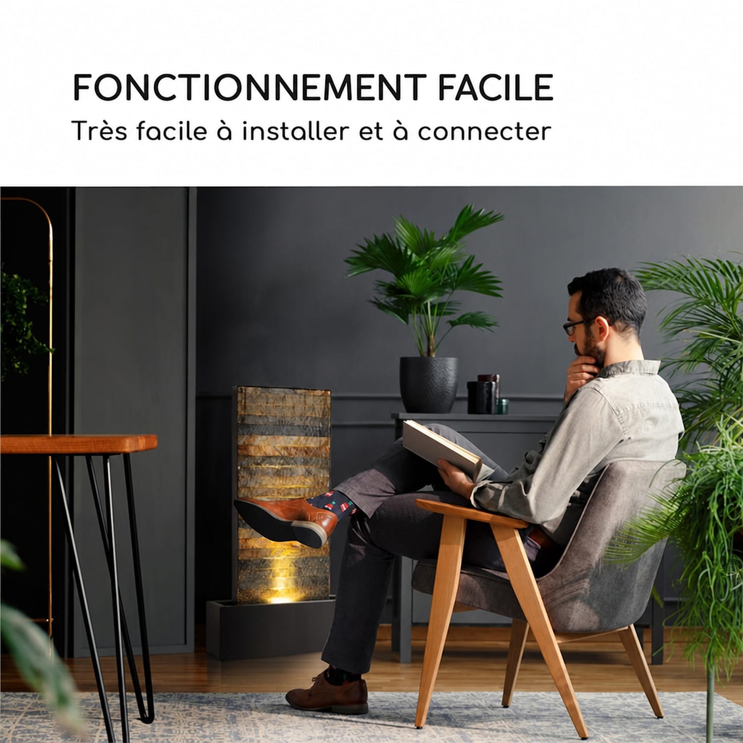 Raincastle fontaine de jardin 12 LED 8W IPX8 intérieur et extérieur 