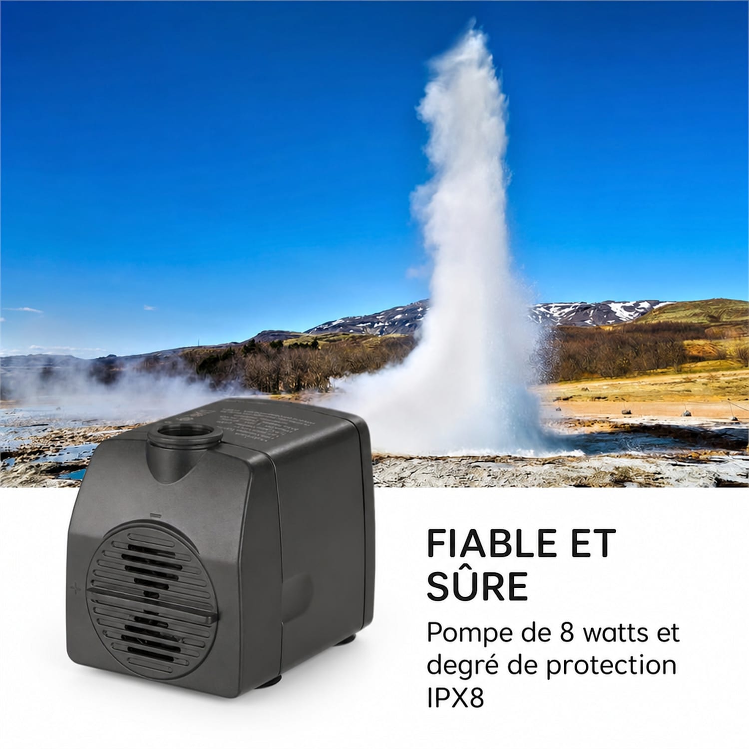 Raincastle fontaine de jardin 12 LED 8W IPX8 intérieur et extérieur 
