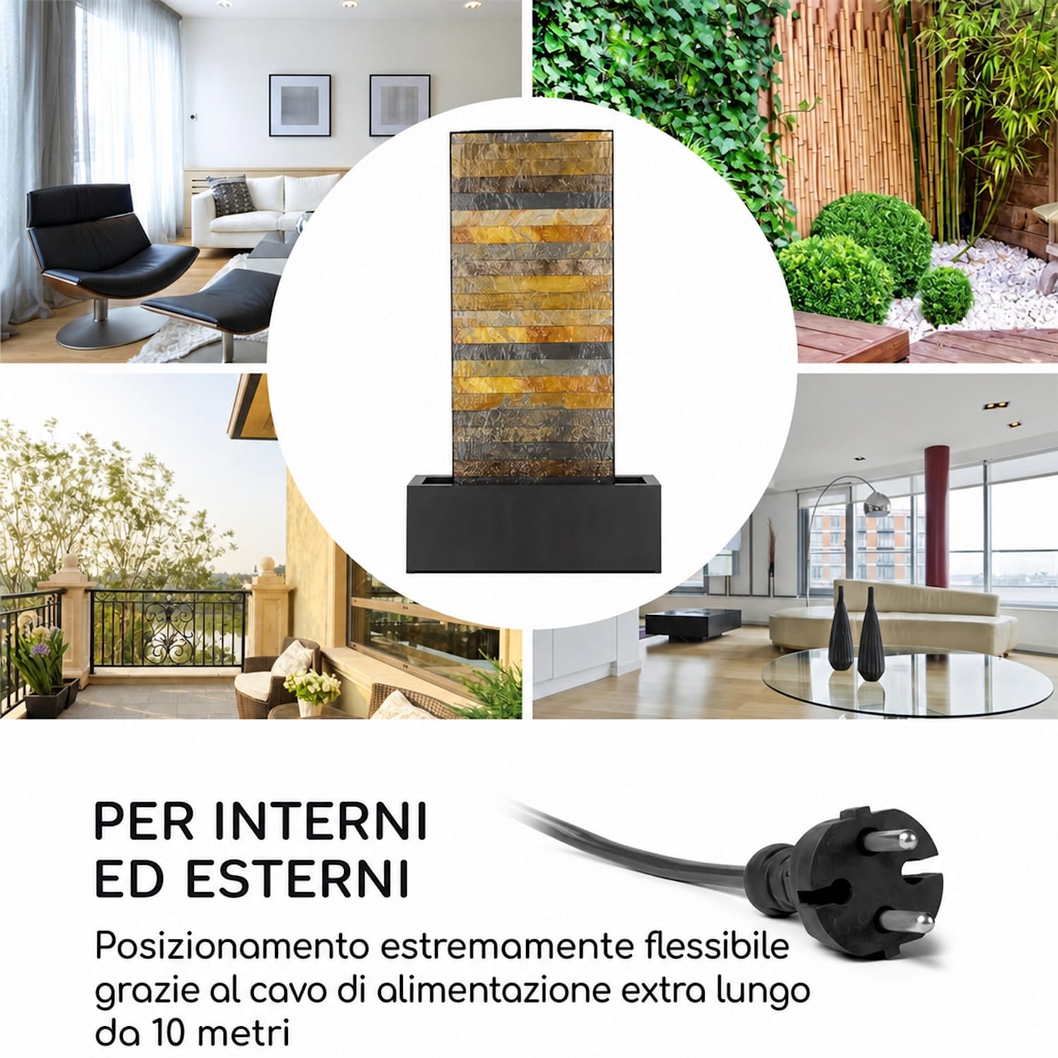 Raincastle fontana da giardino 12 LED 8W IPX8 interno ed esterno 