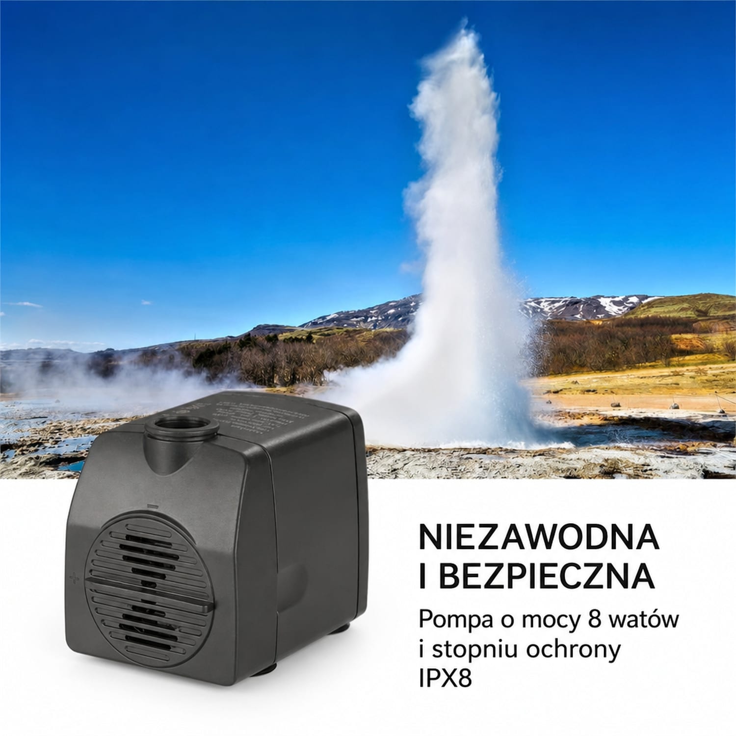 Raincastle fontanna ogrodowa 12 LED 8W IPX8 do użytku wewnętrznego i zewnętrznego 