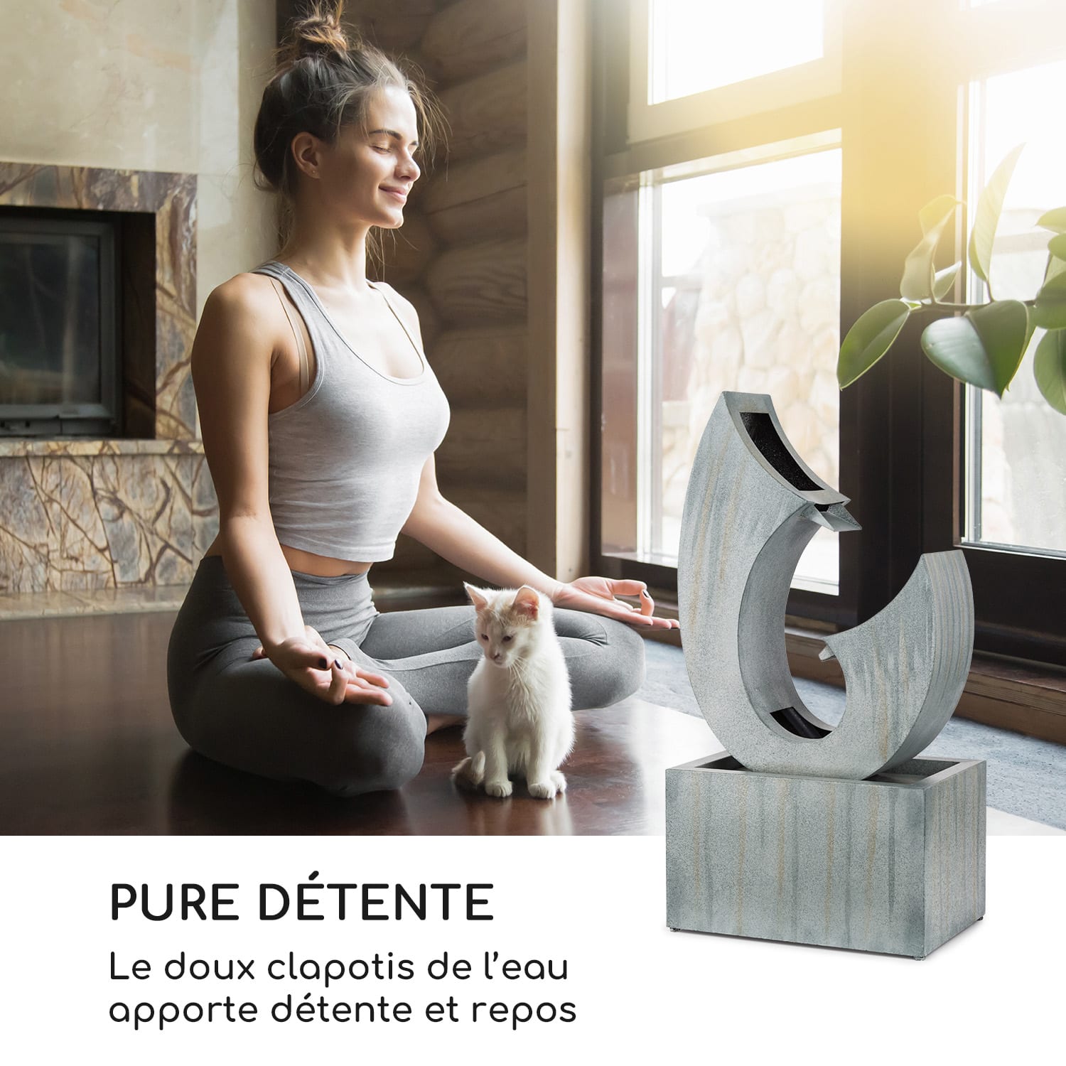 Trumpet Flow Fontaine décorative de jardin 4x LED pompe 8W métal galva 