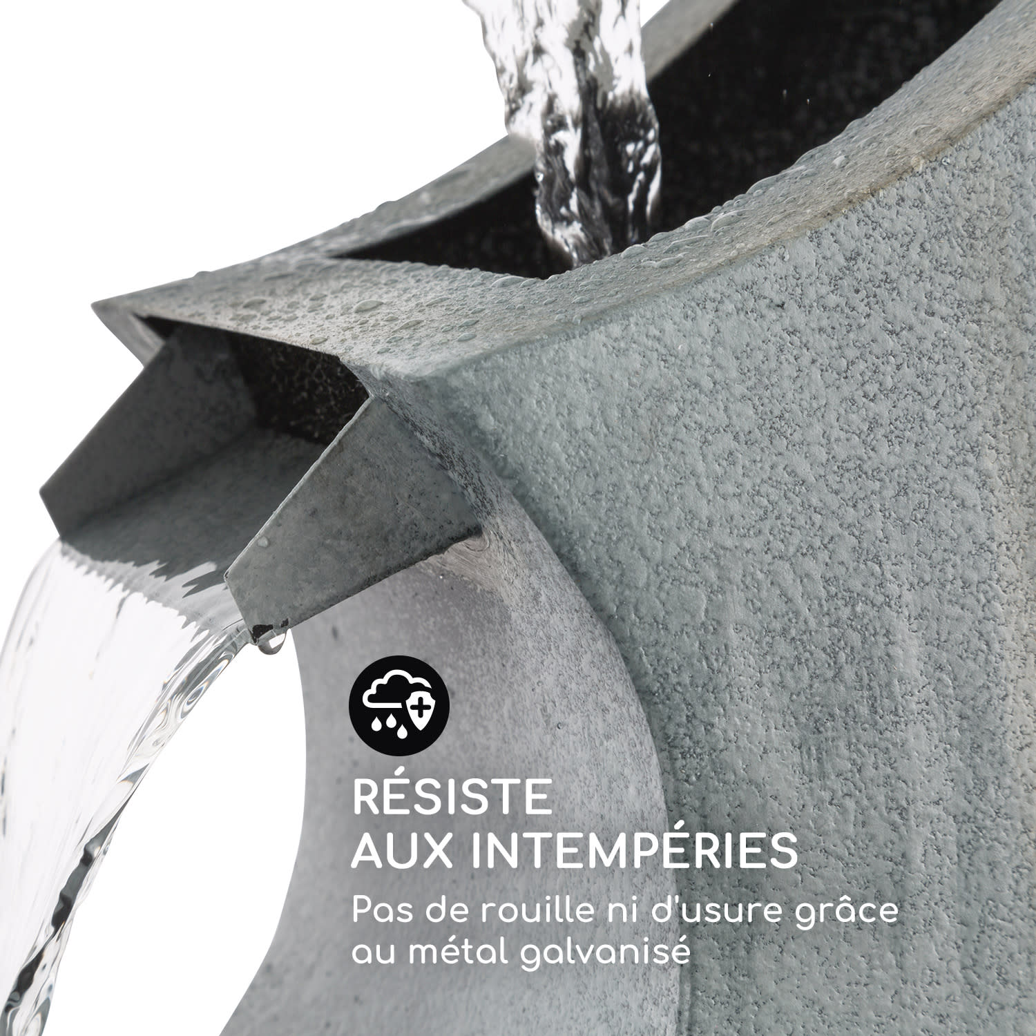 Trumpet Flow Fontaine décorative de jardin 4x LED pompe 8W métal galva 