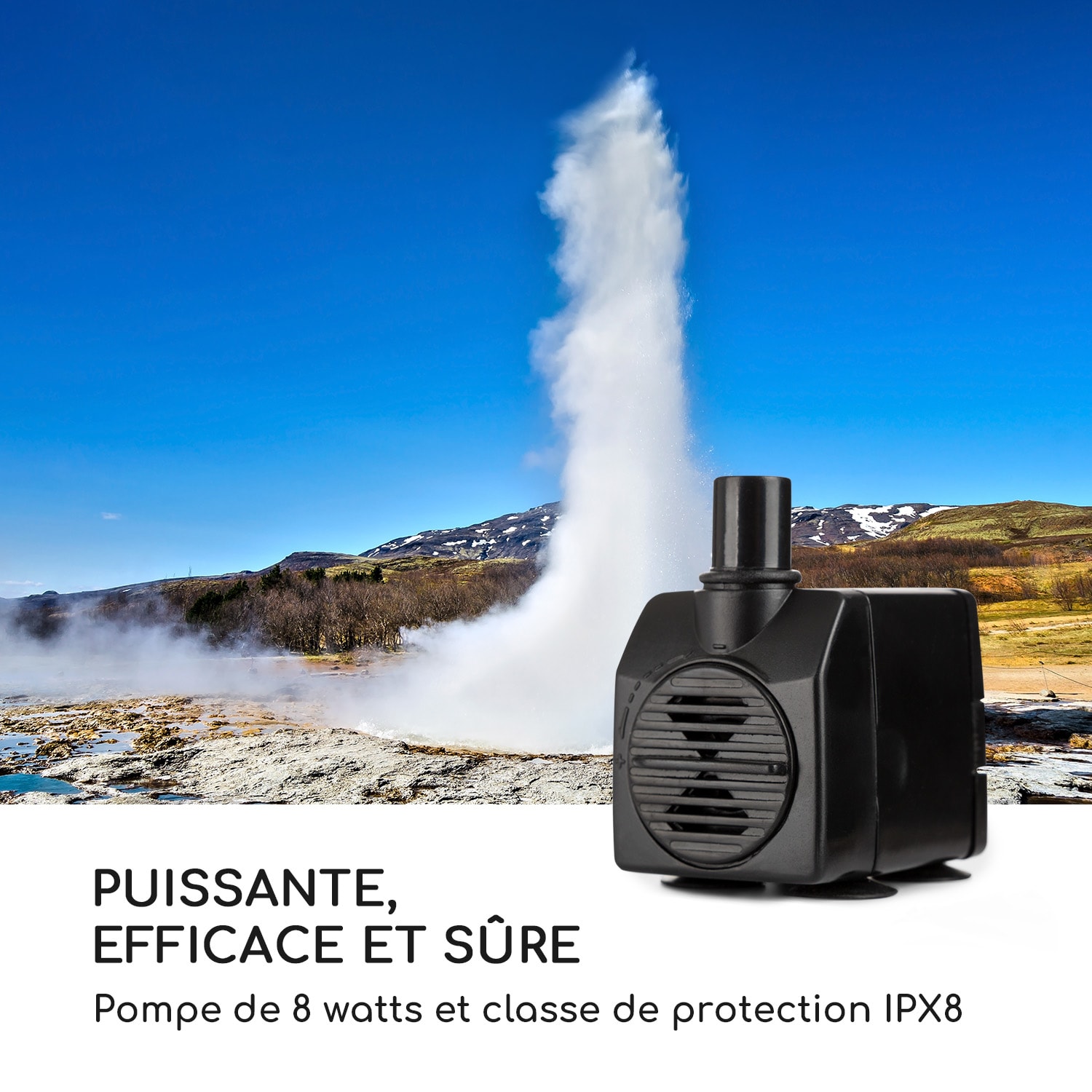 Trumpet Flow Fontaine décorative de jardin 4x LED pompe 8W métal galva 