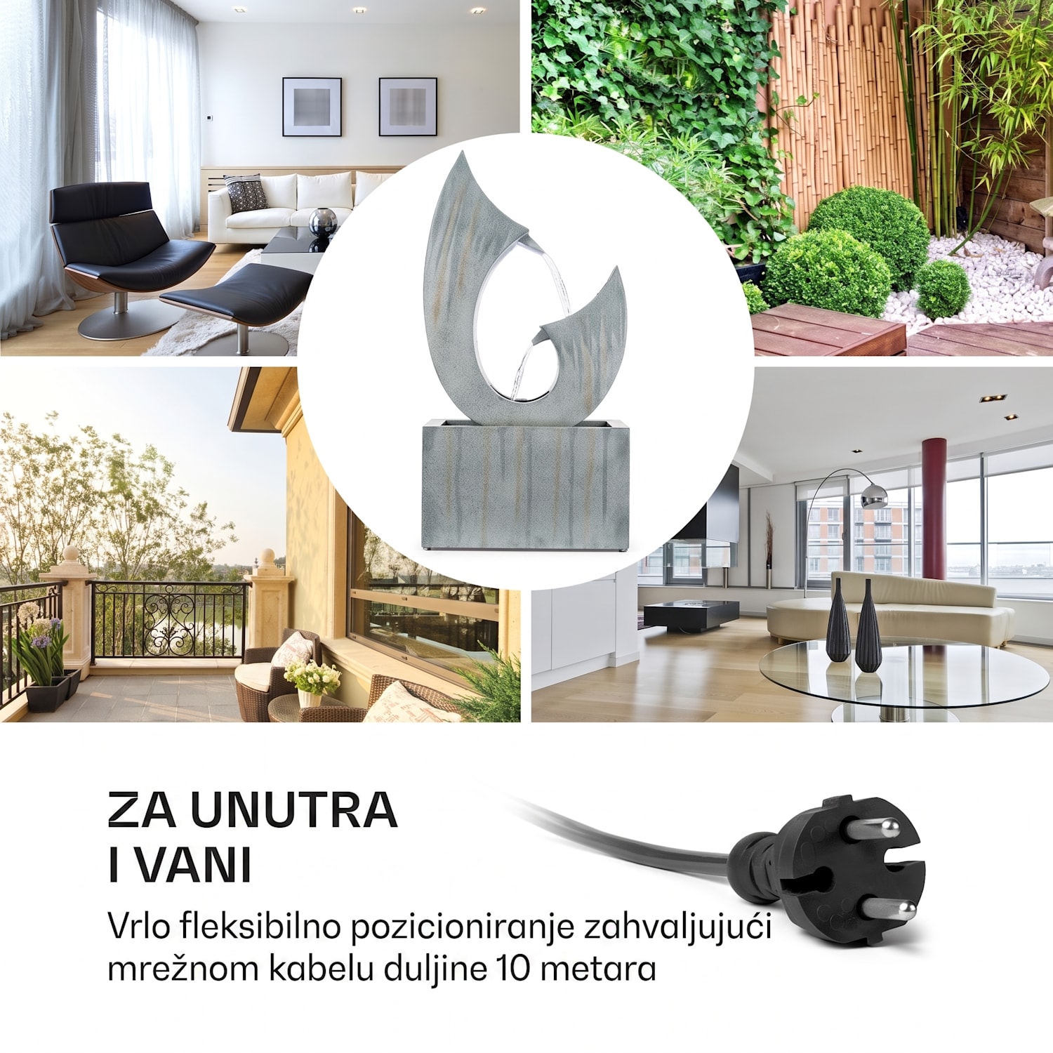 Trumpet Flow, vrtna fontana, 4 LED, crpka 8 W, pocinčana 