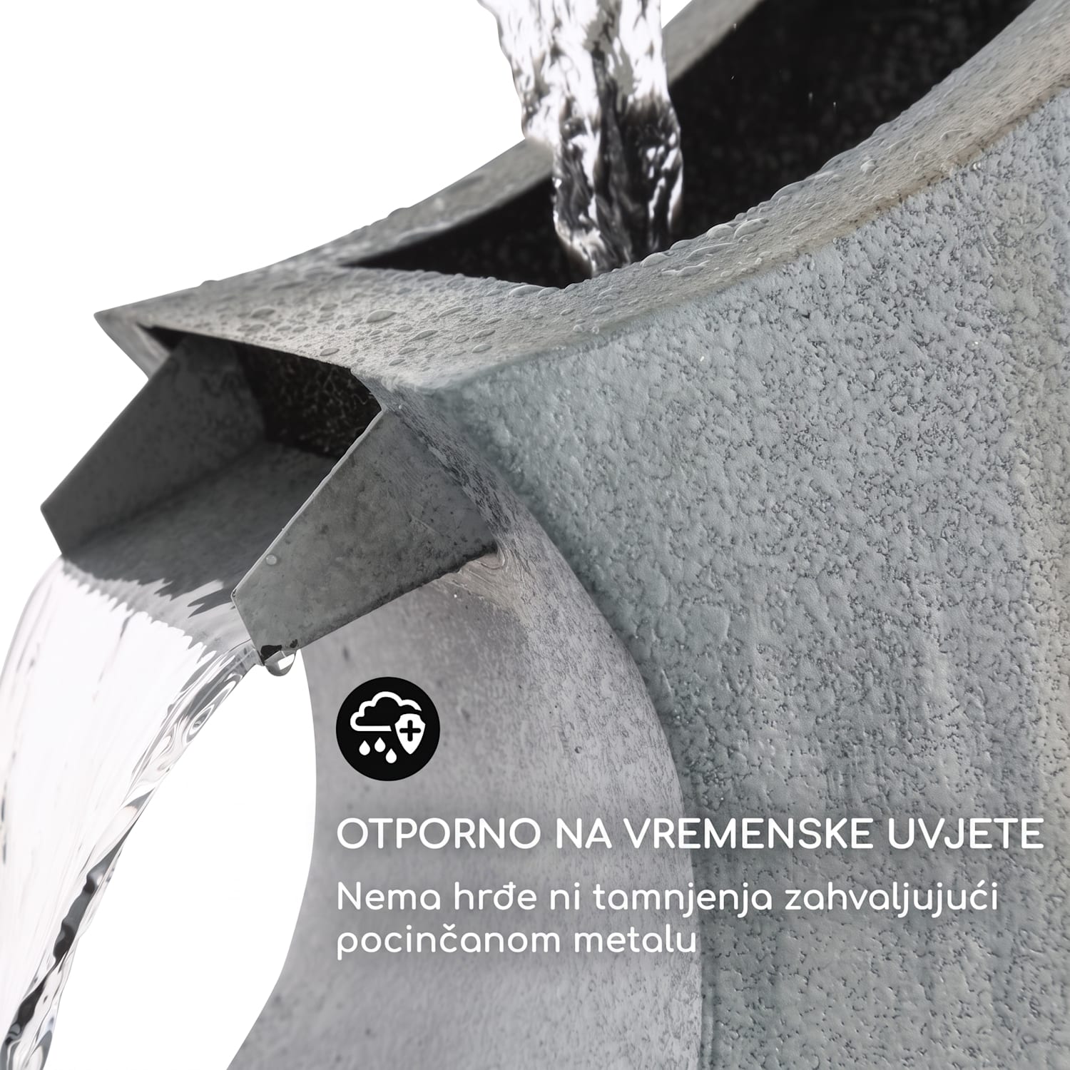 Trumpet Flow, vrtna fontana, 4 LED, crpka 8 W, pocinčana 