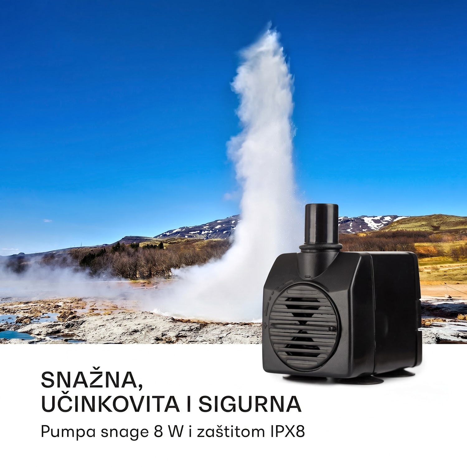 Trumpet Flow, vrtna fontana, 4 LED, crpka 8 W, pocinčana 