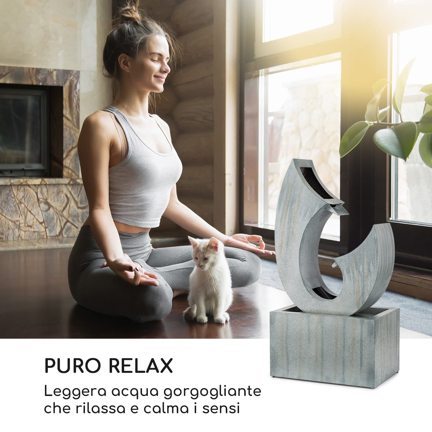 Trumpet Flow Fontana da Gardino 8W Metallo Zincato LED 