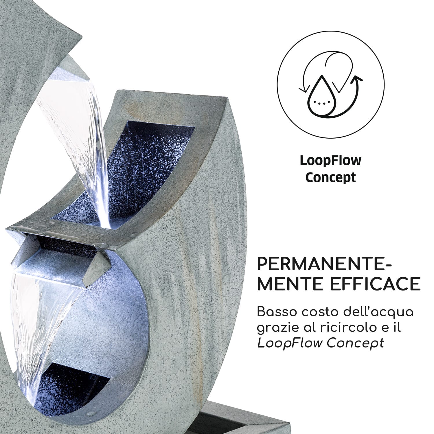 Trumpet Flow Fontana da Gardino 8W Metallo Zincato LED 