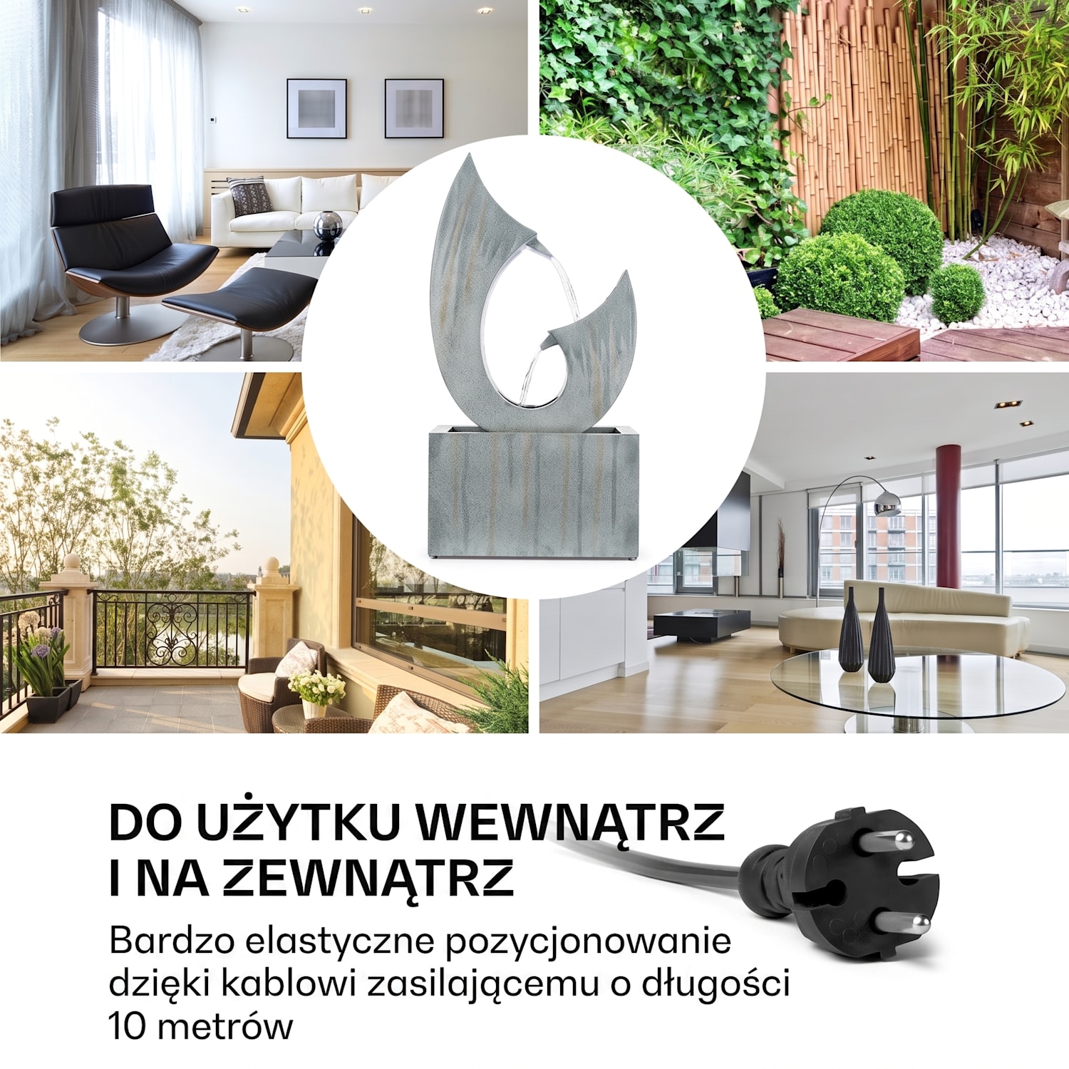 Trumpet Flow, fontanna ogrodowa, 8 W, metal ocynkowany, diody LED 