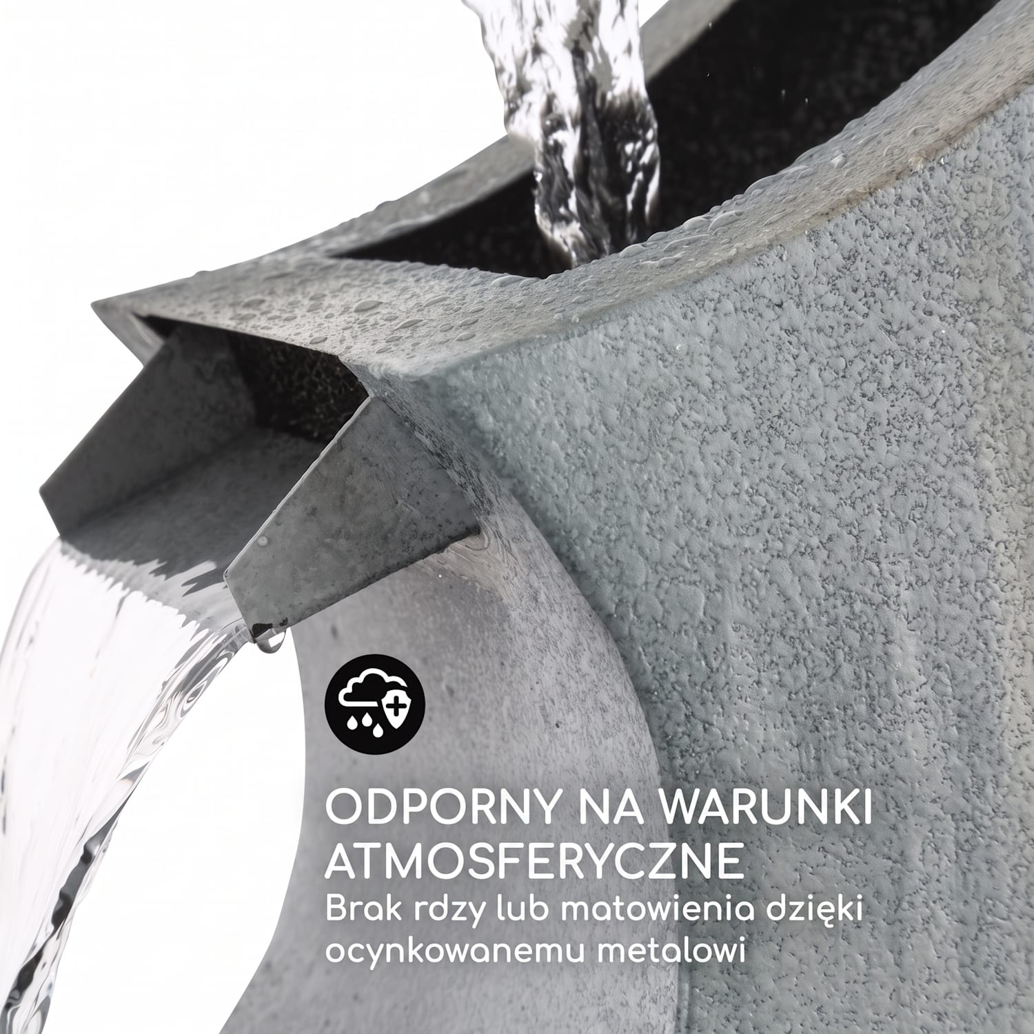 Trumpet Flow, fontanna ogrodowa, 8 W, metal ocynkowany, diody LED 