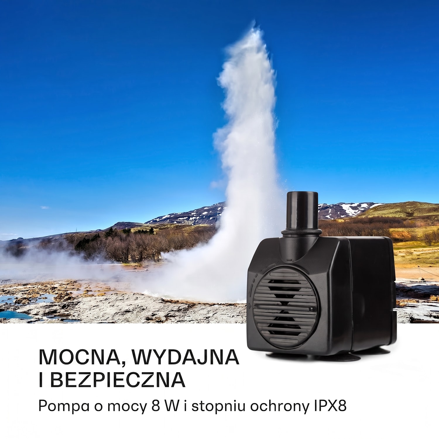 Trumpet Flow, fontanna ogrodowa, 8 W, metal ocynkowany, diody LED 