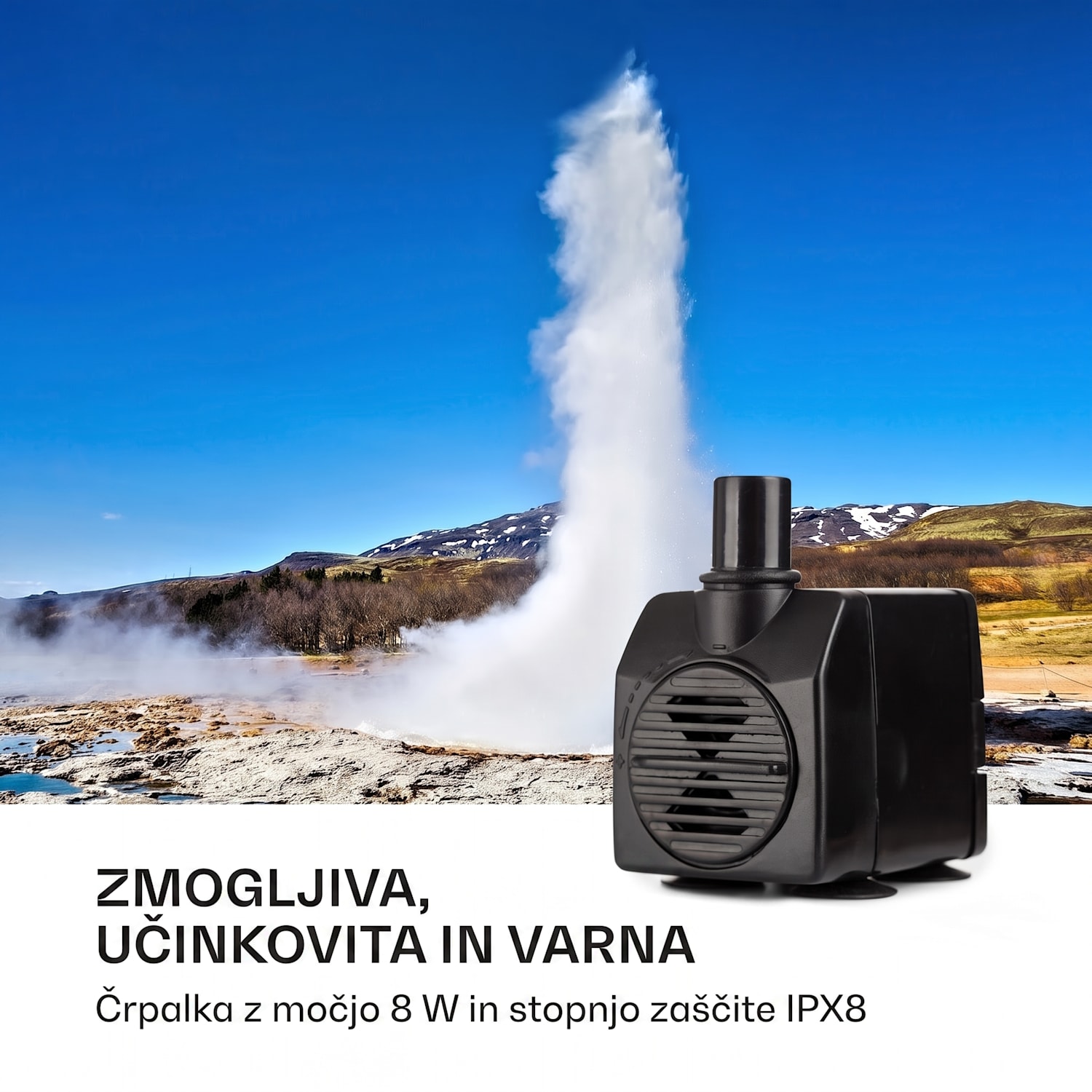 Trumpet Flow, vrtna fontana , 8 W, pocinkana kovina, LED-diode 