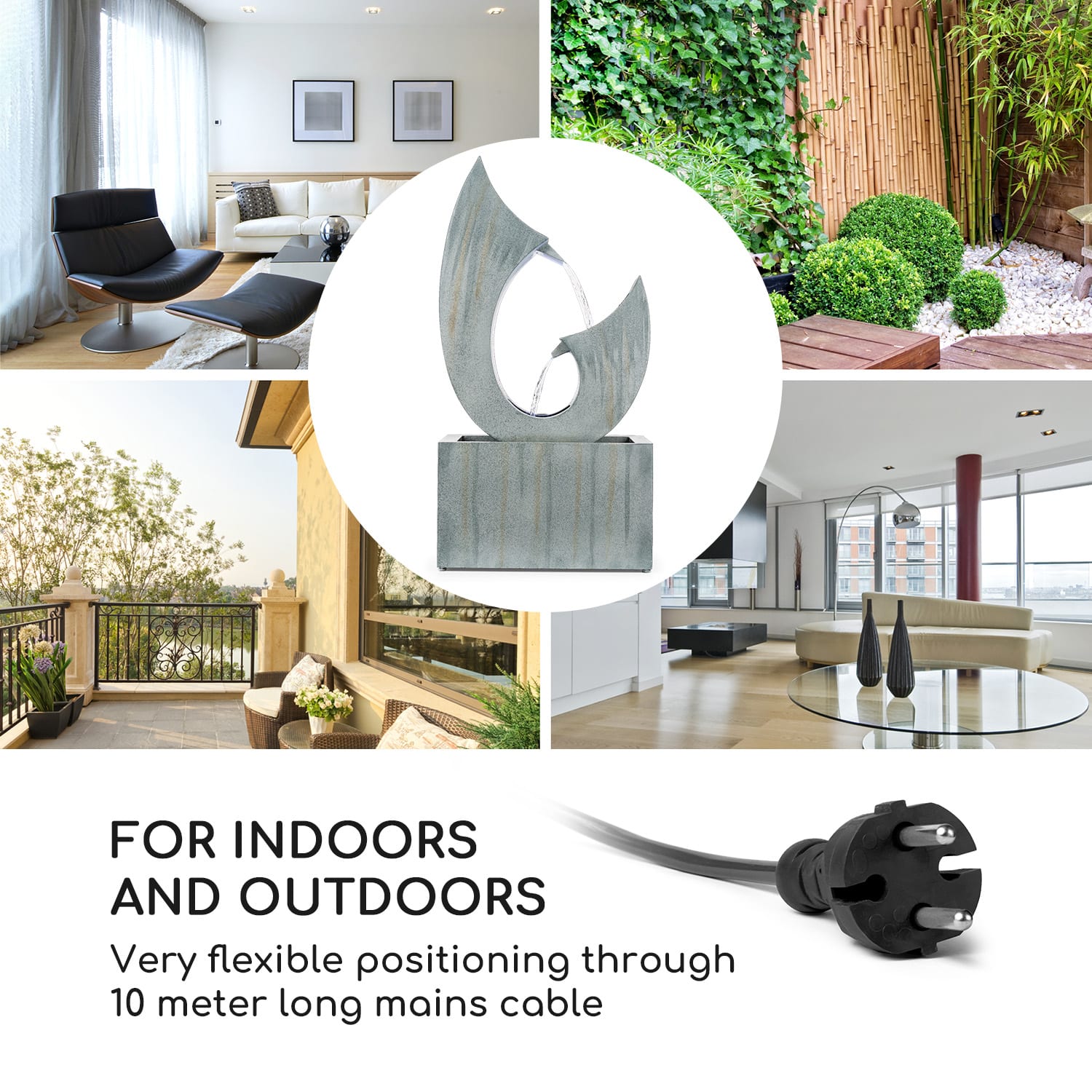 Trumpet Flow, градински фонтан, 8 W, поцинкован метал, LED 