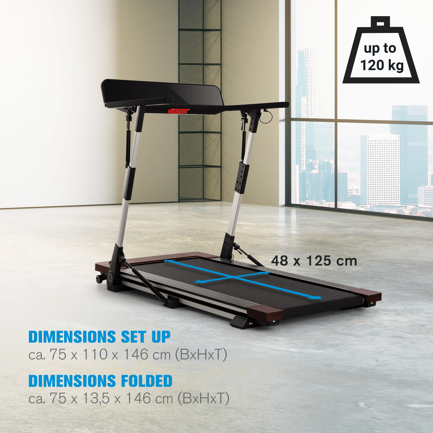 OUTRUN 2XC, bandă de alergare, 1 - 12 km/h, afișaj cu LED, decor din lemn 