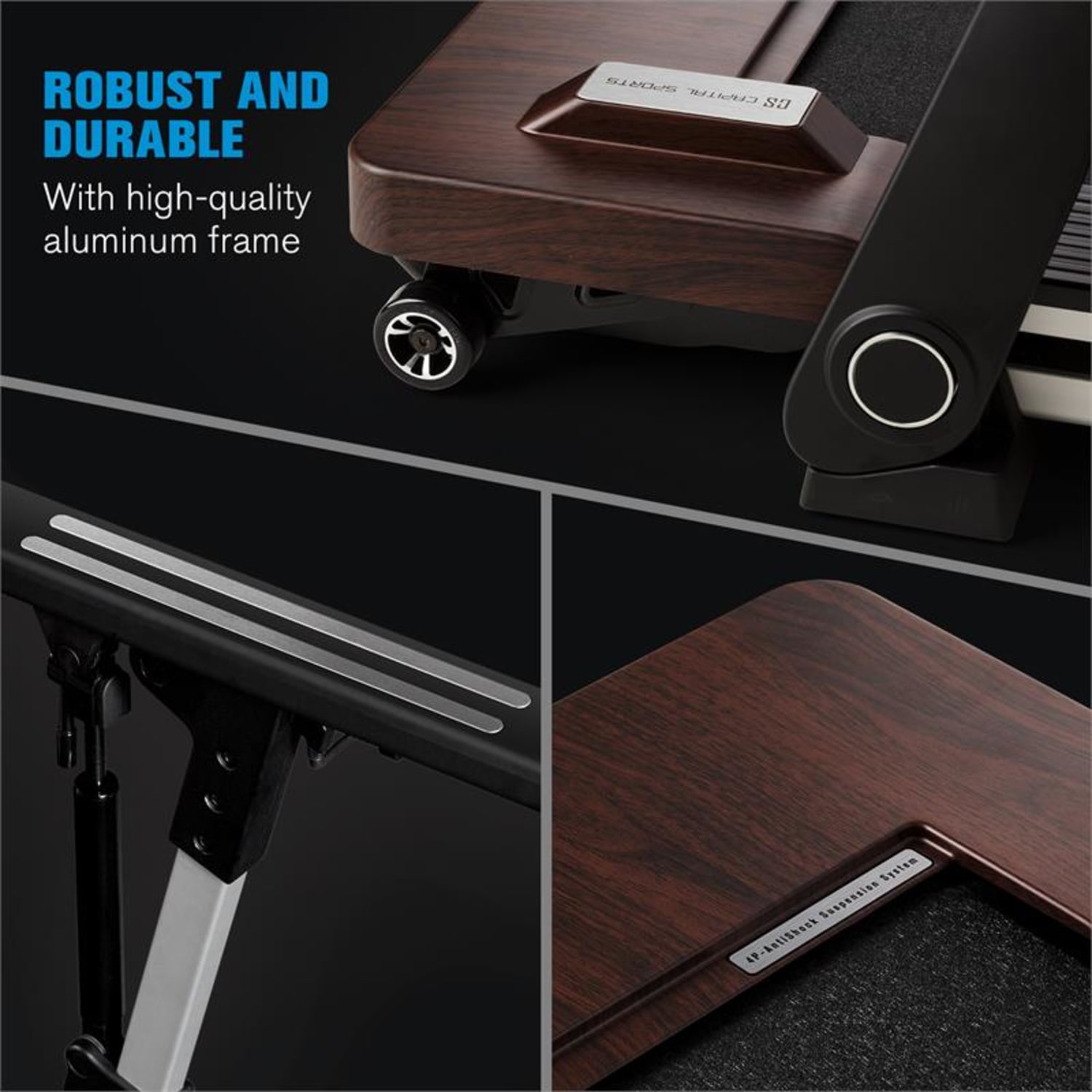 OUTRUN 2XC, bandă de alergare, 1 - 12 km/h, afișaj cu LED, decor din lemn 