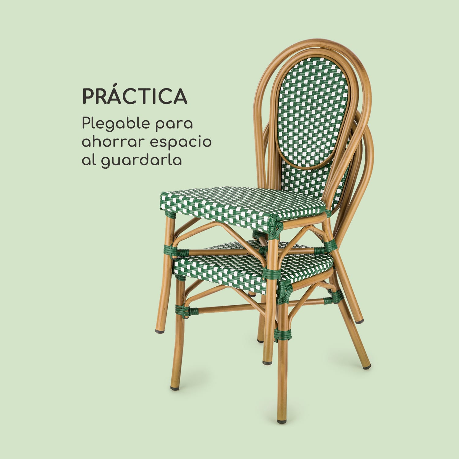 Montpellier GR Silla Bistro estructura de aluminio en poliratán verde Verde