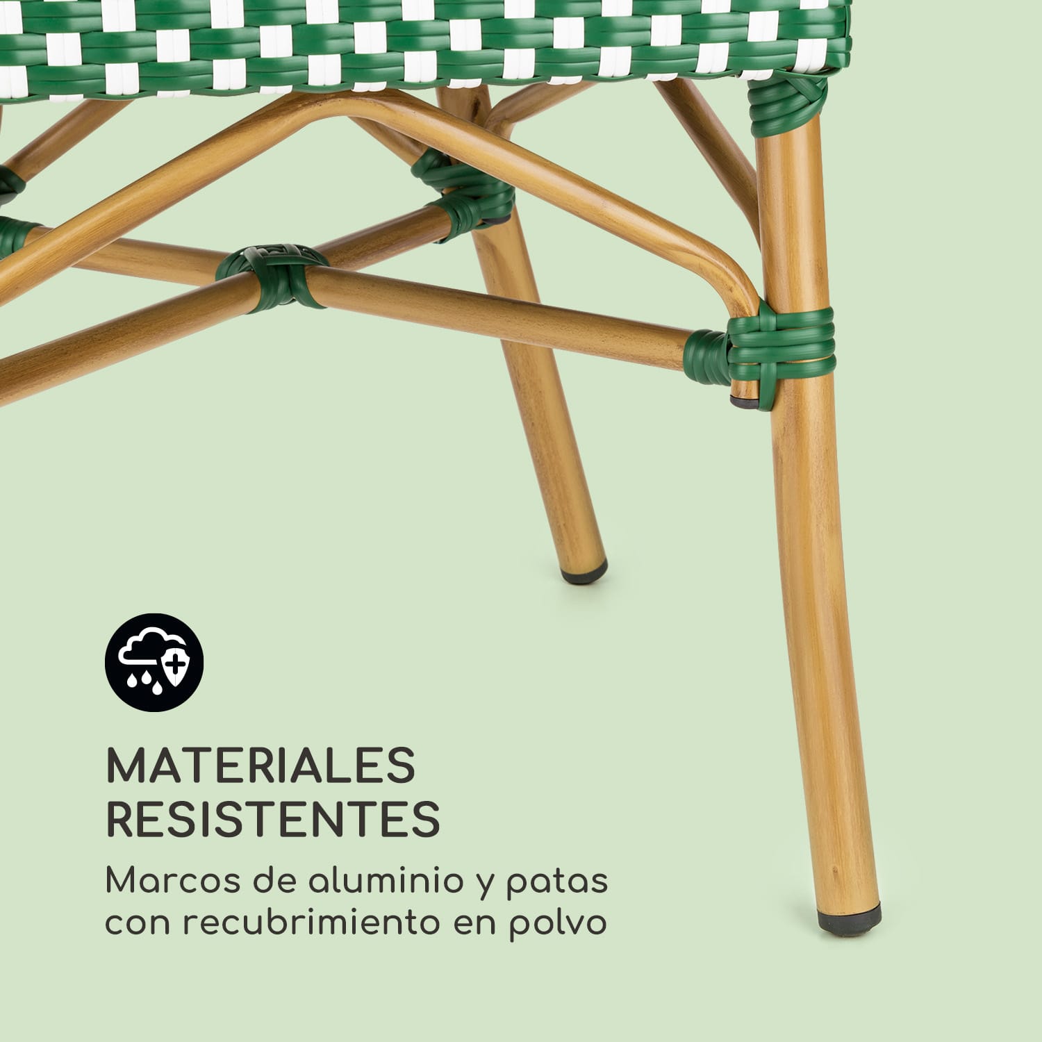 Montpellier GR Silla Bistro estructura de aluminio en poliratán verde Verde