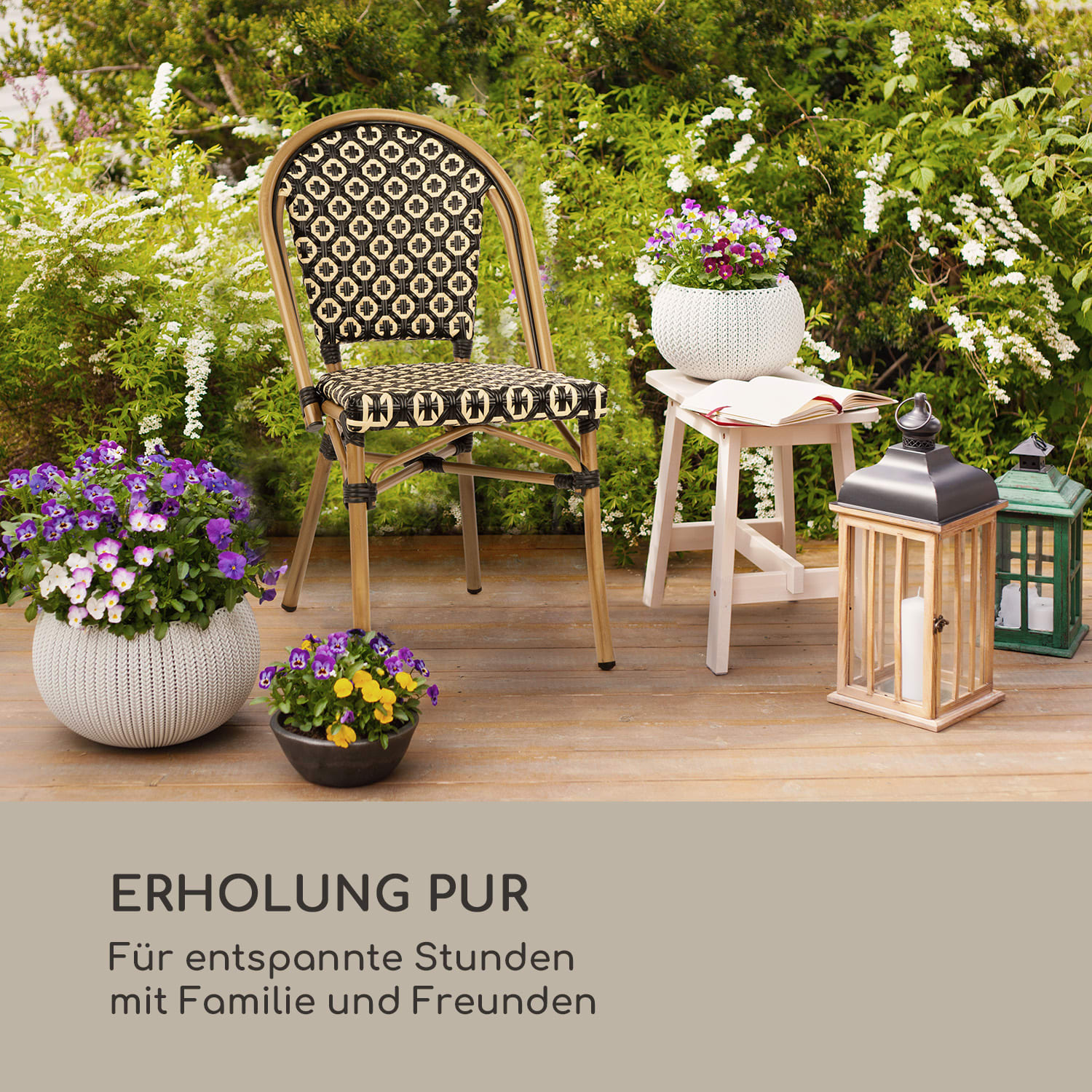 Montbazin BL Stuhl stapelbar Aluminiumrahmen Polyrattan schwarz-creme Schwarz / creme