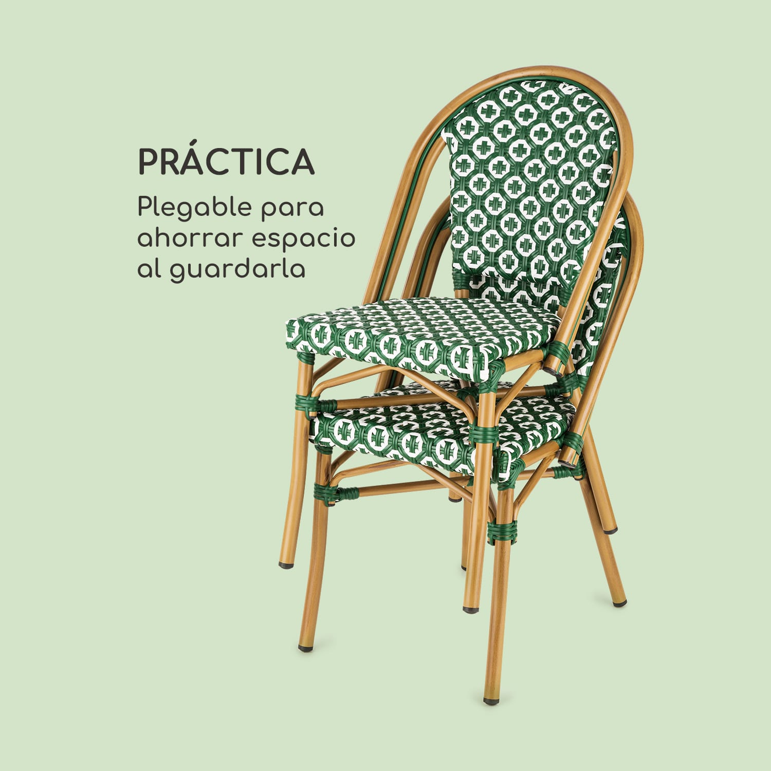 Montbazin GR Silla apilable estructura de aluminio y poliratán verde Verde