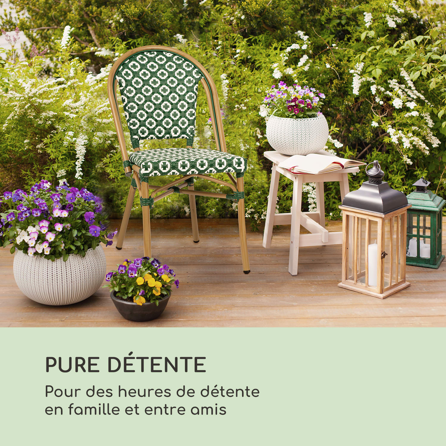 Montbazin GR Set 2 chaises de jardin style bistrot polyrotin vert Vert