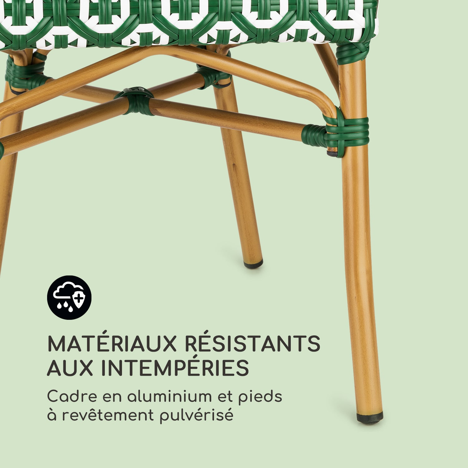Montbazin GR Set 2 chaises de jardin style bistrot polyrotin vert Vert