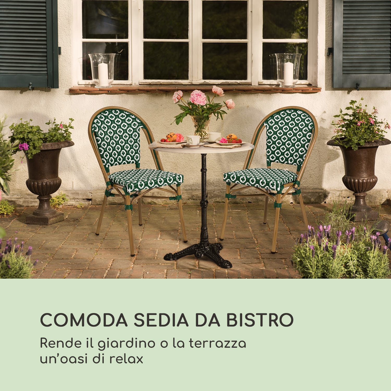 Montbazin GR sedia impilabile telaio in alluminio polirattan verde Verde