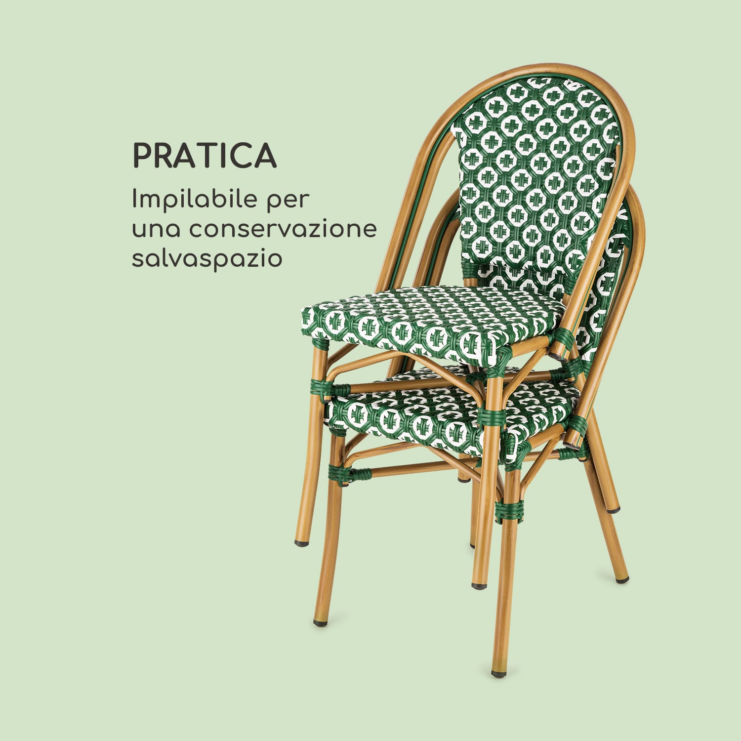 Montbazin GR sedia impilabile telaio in alluminio polirattan verde Verde