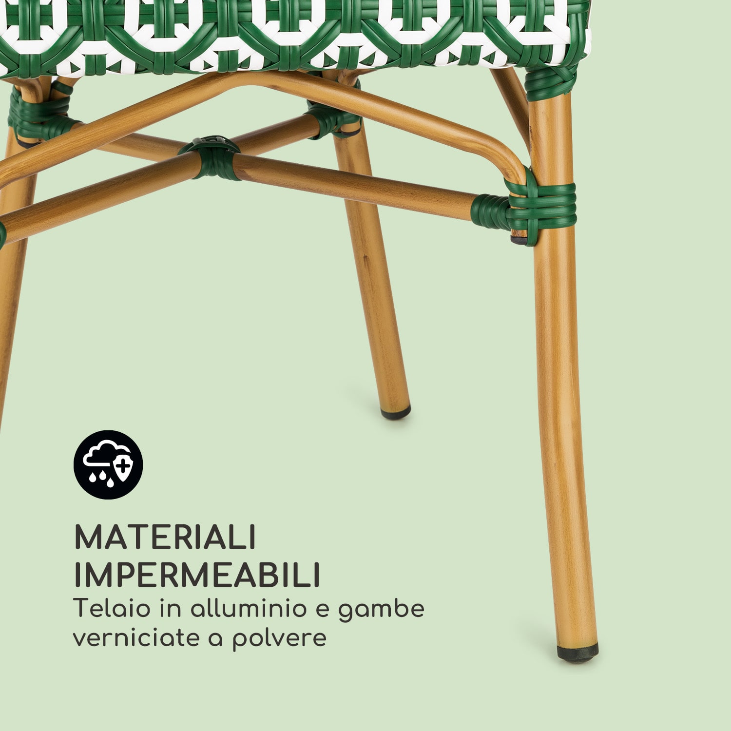 Montbazin GR sedia impilabile telaio in alluminio polirattan verde Verde