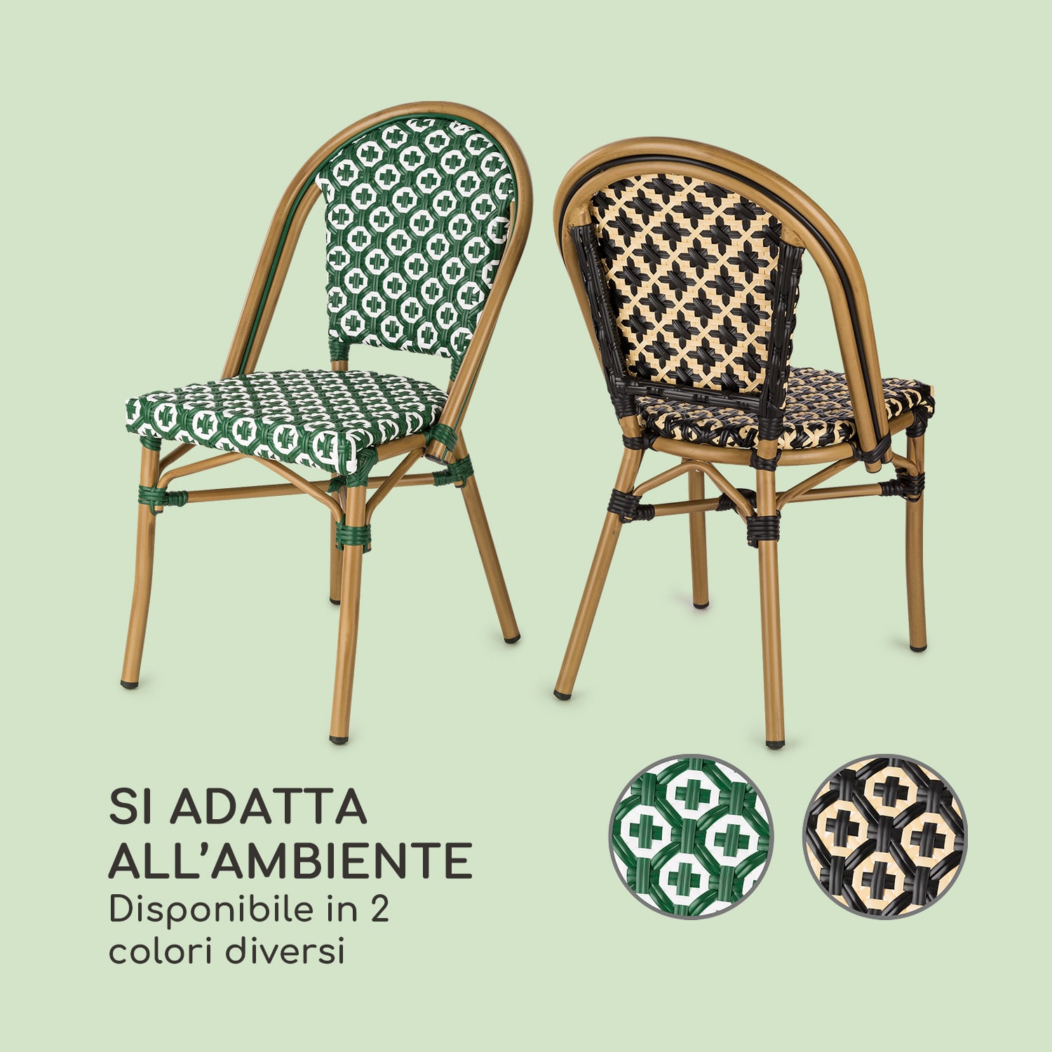 Montbazin GR sedia impilabile telaio in alluminio polirattan verde Verde