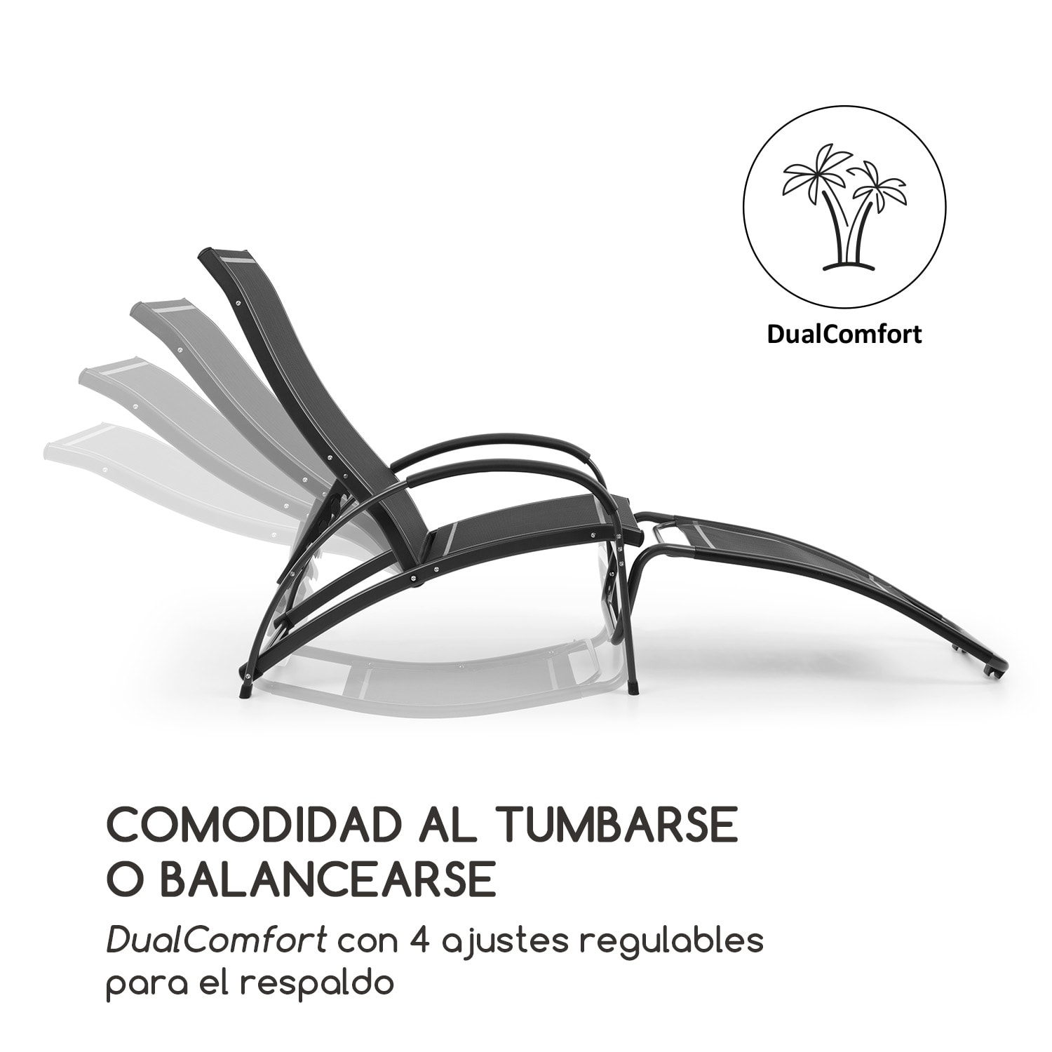 Beverly Wood tumbona mecedora aluminio negro Negro
