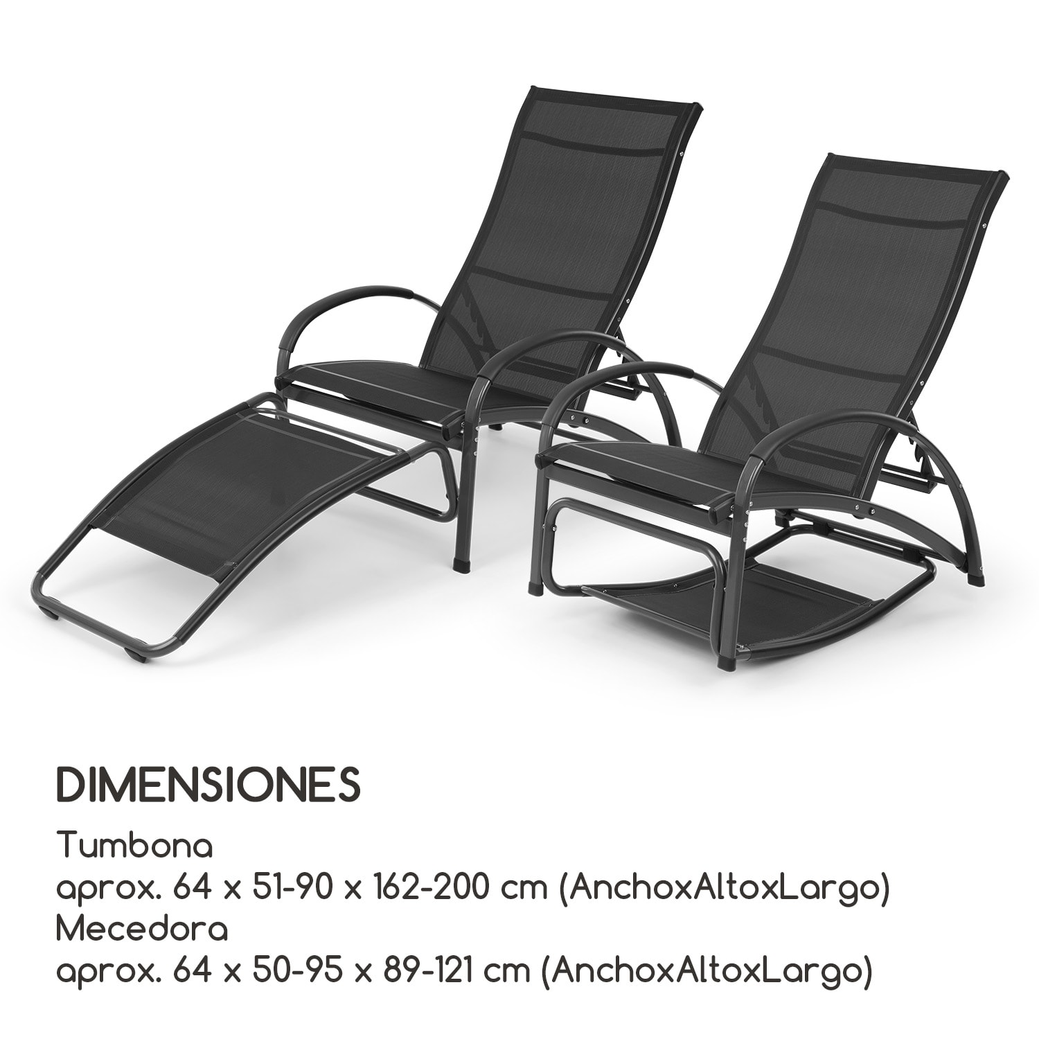 Beverly Wood tumbona mecedora aluminio negro Negro