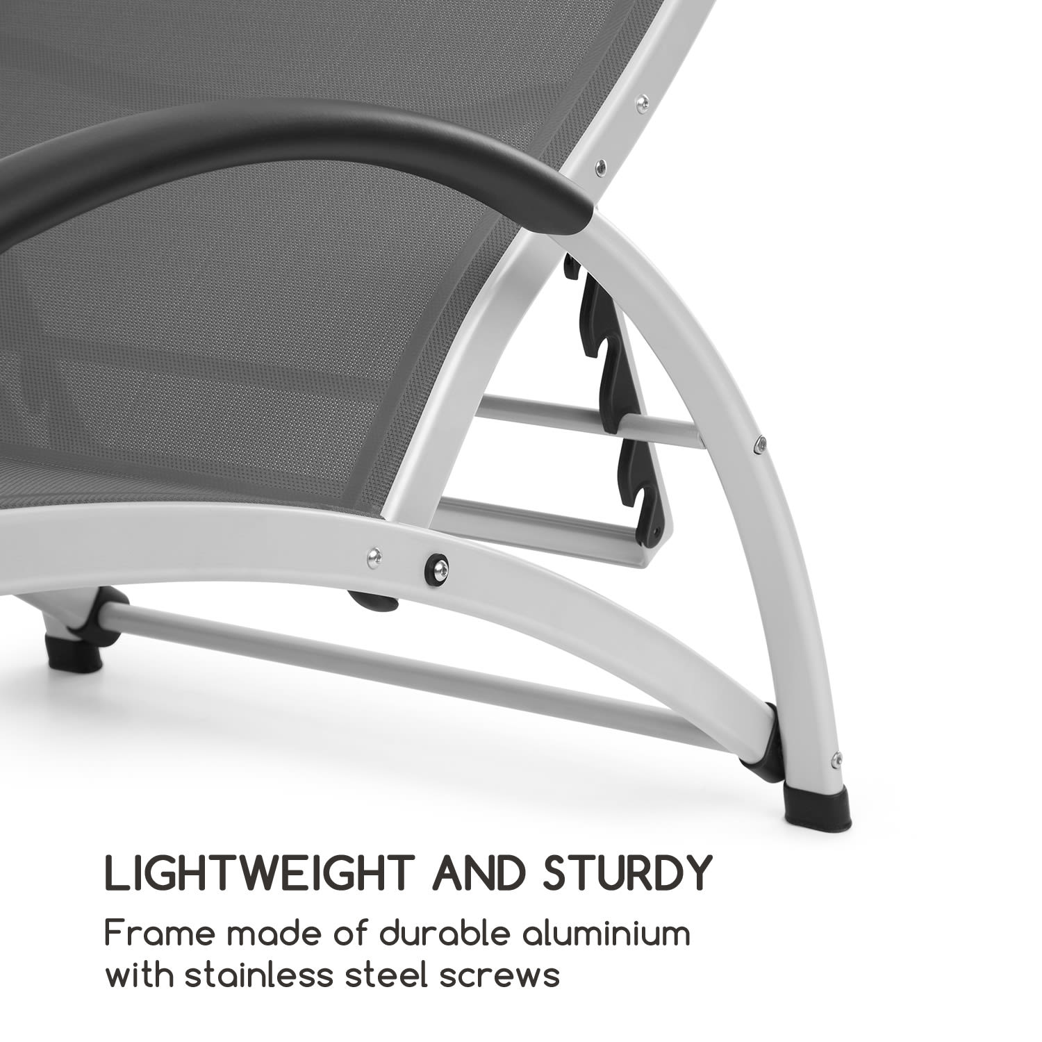 Beverly Wood, záhradné lehátko, hojdacie kreslo, hliník, sivé Tmavo šedá