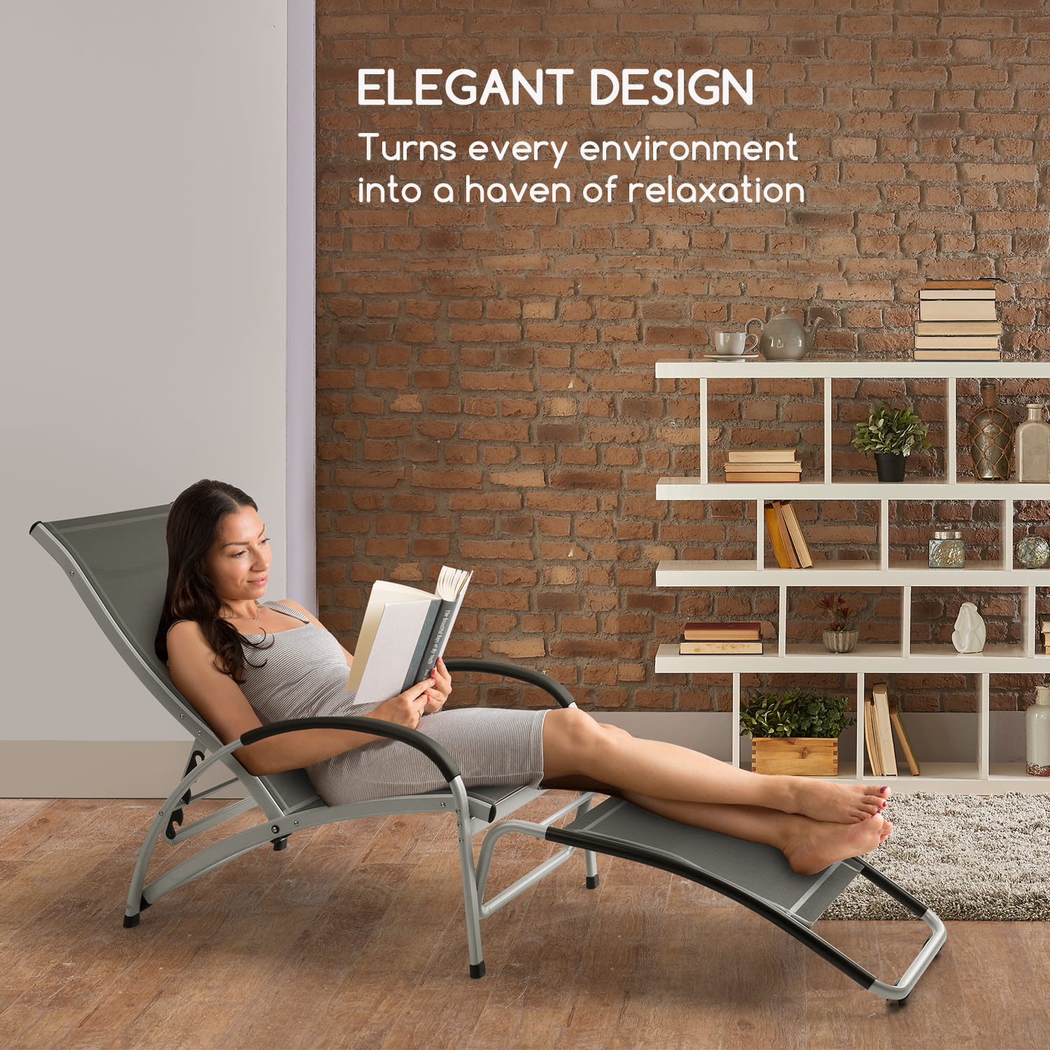 Beverly Wood, záhradné lehátko, hojdacie kreslo, hliník, sivé Tmavo šedá