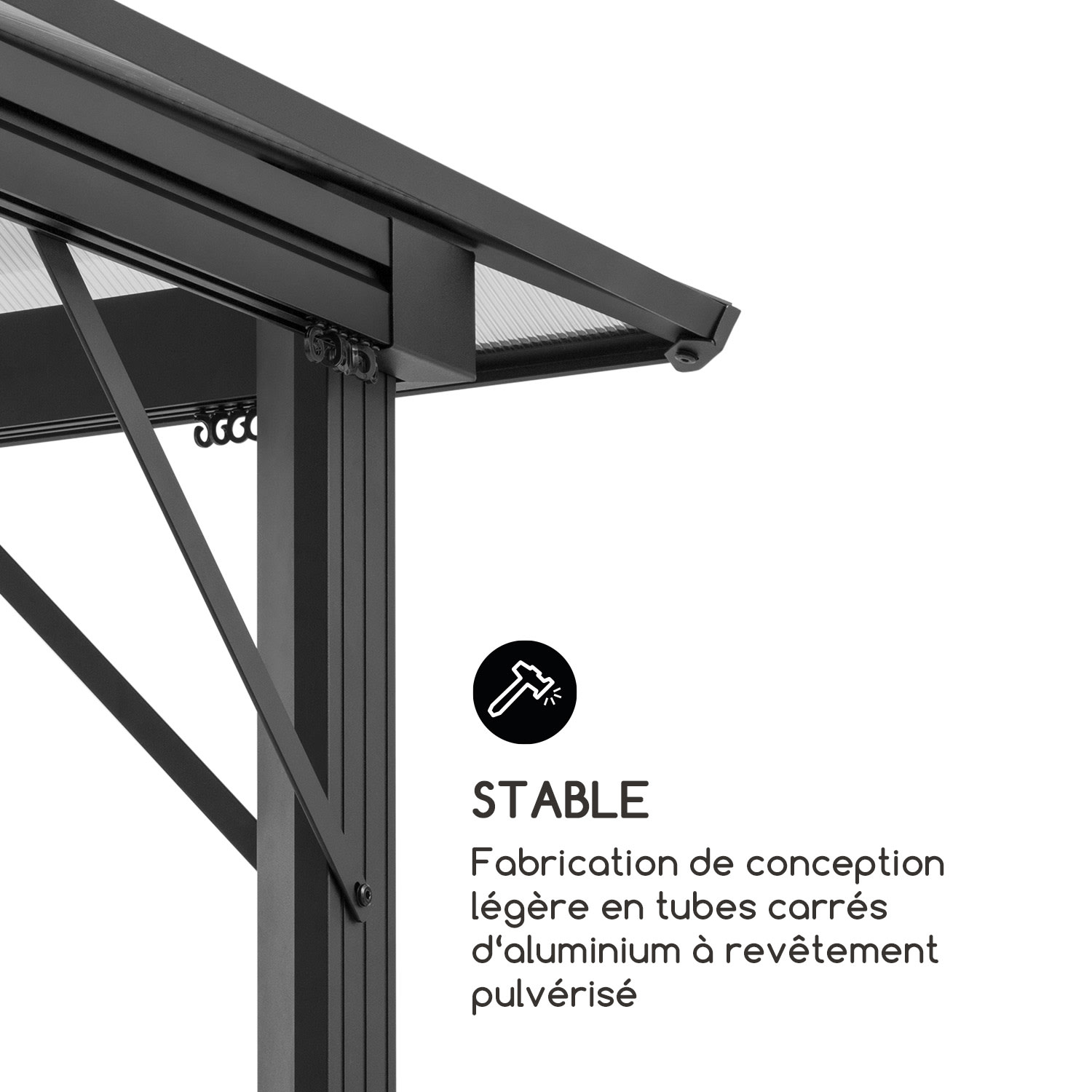 Pantheon Solid Sky Pergola 3 x 3m toît polycarbonate 