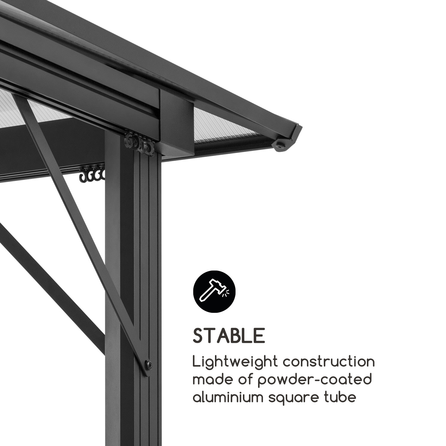 Pantheon Solid Sky, sjenica sa krovom, 3 x 3 m, polikarbonat, aluminij 