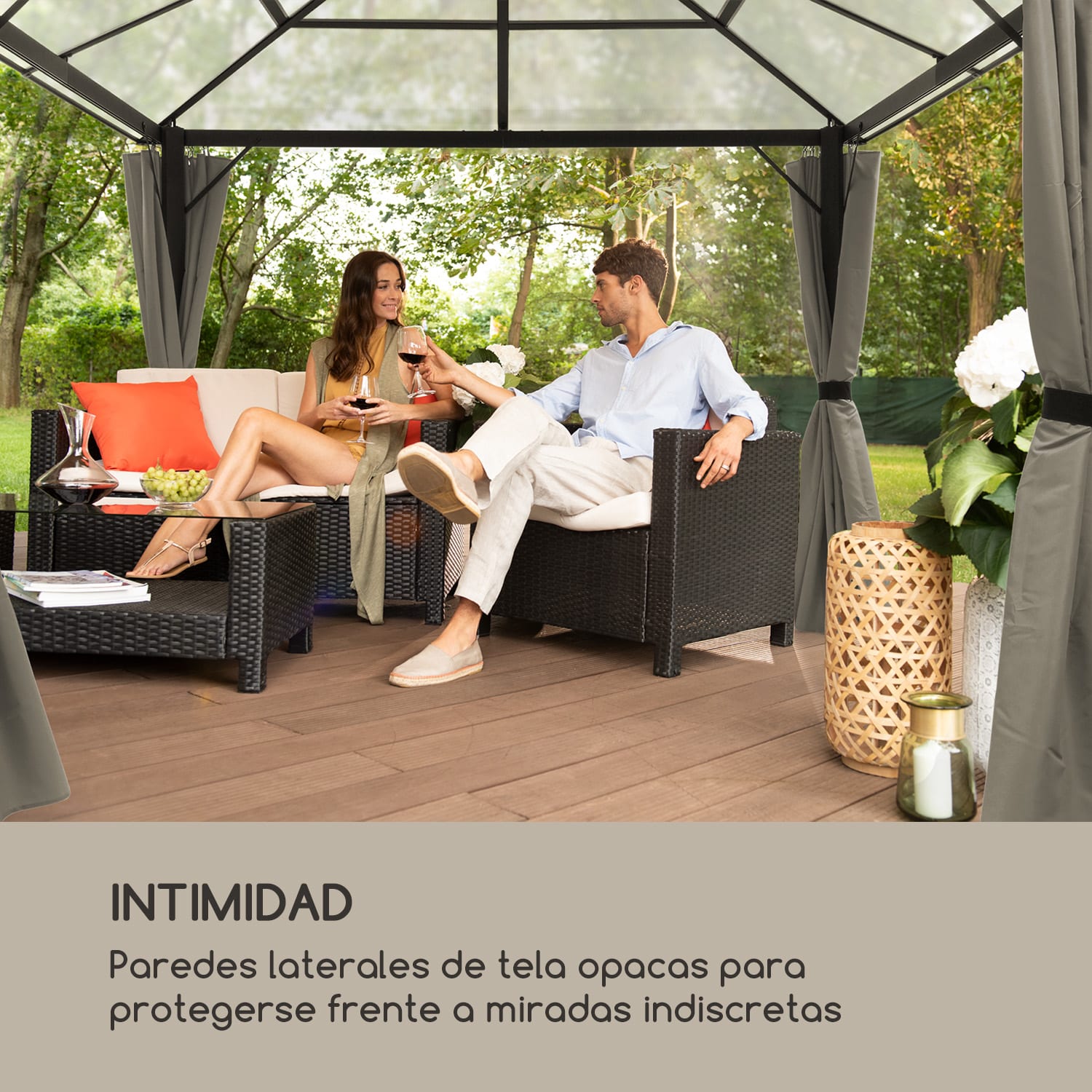 Pantheon Solid Sky Cortinas laterales para carpa 4 unidades Poliéster de 140g/m² Gris Gris
