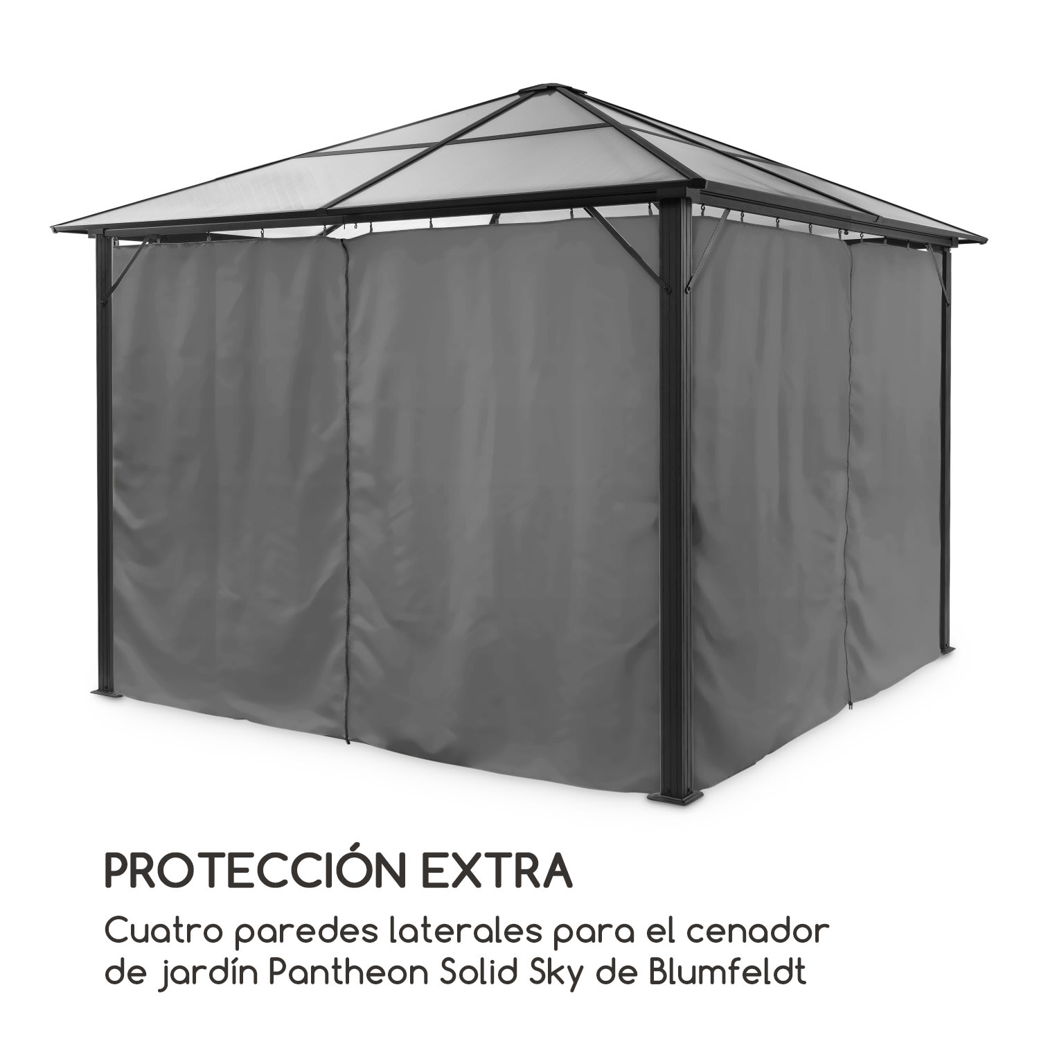 Pantheon Solid Sky Cortinas laterales para carpa 4 unidades Poliéster de 140g/m² Gris Gris
