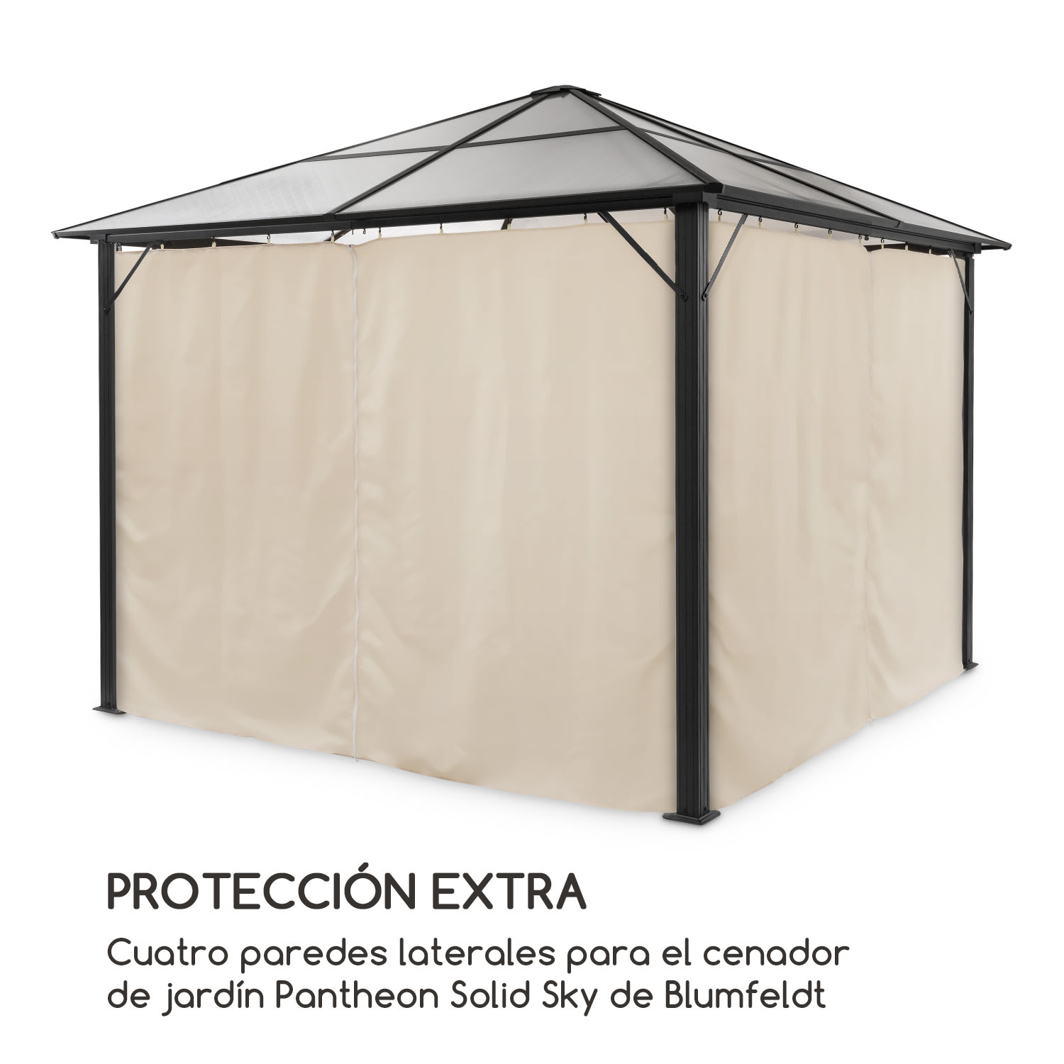 Pantheon Solid Sky Cortinas laterales para carpa 4 unidades Poliéster de 140g/m² Beige 