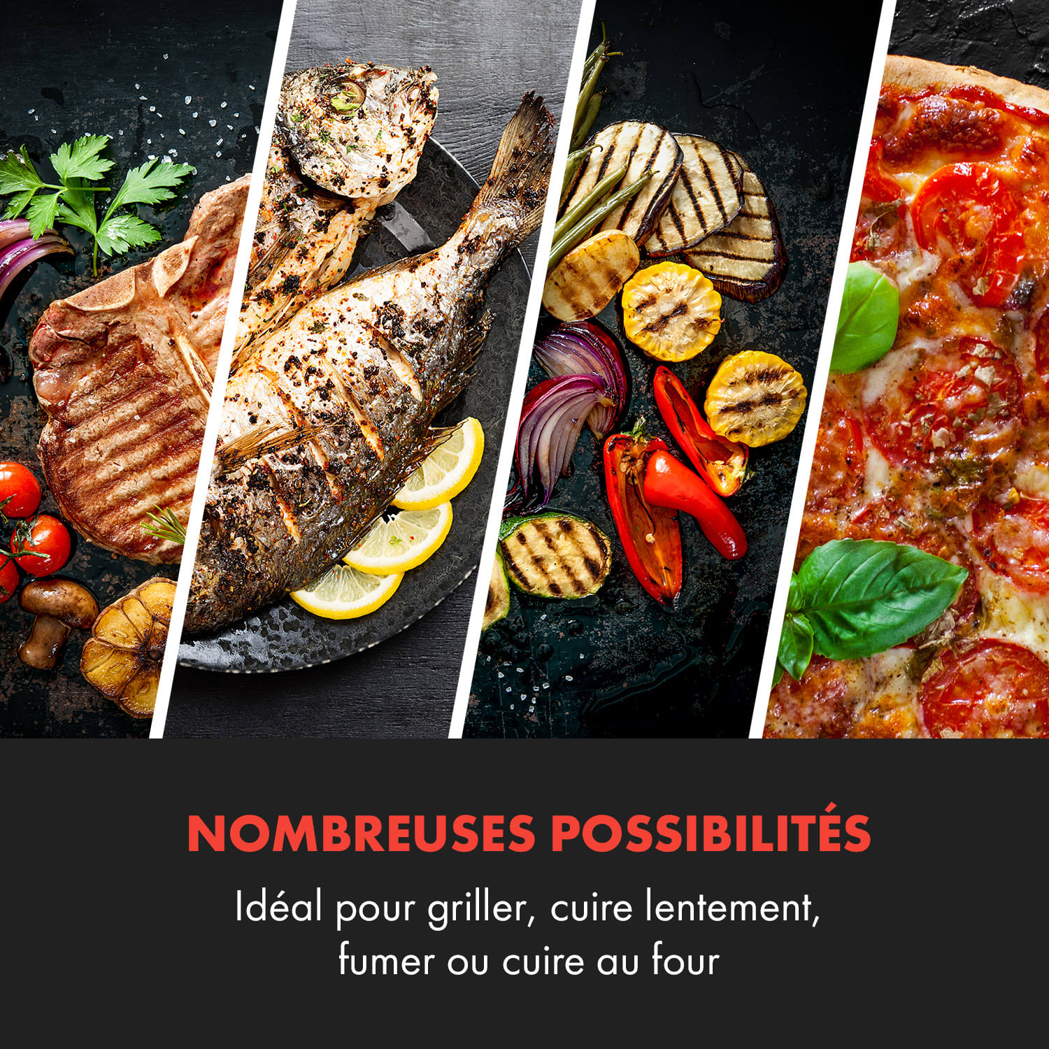 Duomo Grill Kamado avec thermomètre éléments latéraux roulettes 