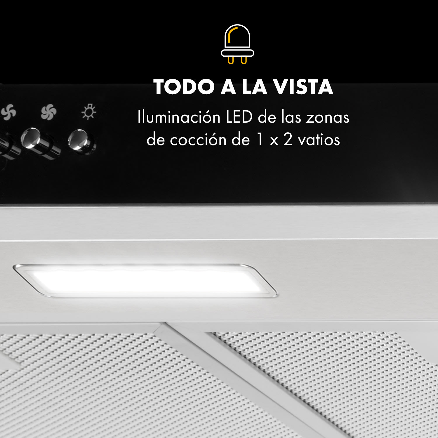 Contempo campana extractora bajo encimera 60 cm 175m³/h LED acero inoxidable acrílico Negro