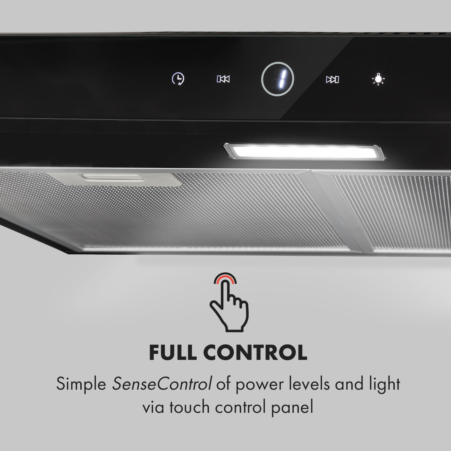 Contempo Neo, digestor, 60 cm, podskrinkový, 175 m³/h, akryl, nehrdzavejúca oceľ, čierny 