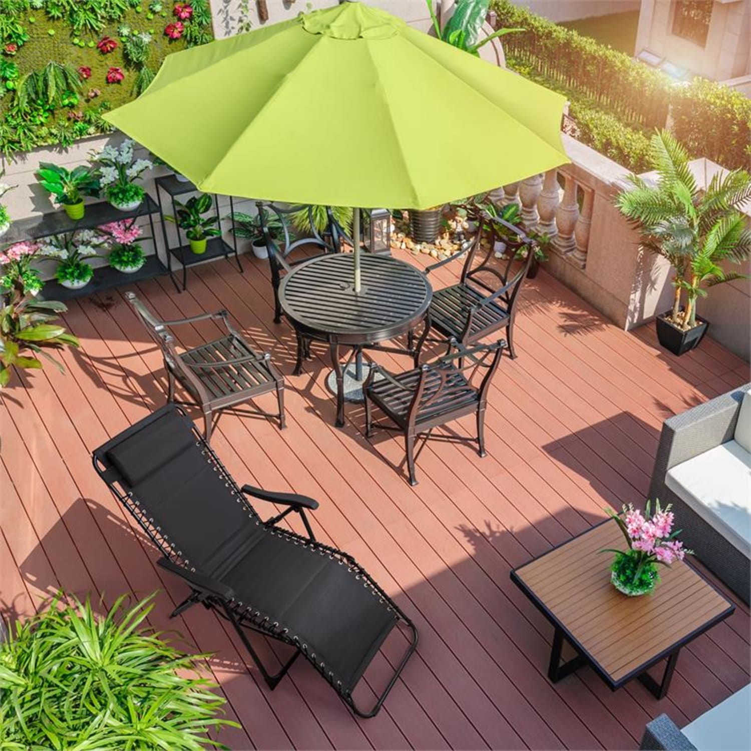 California Dreaming, záhradné lehátko, čalúnenie, oceľový rám, čierne Čierna